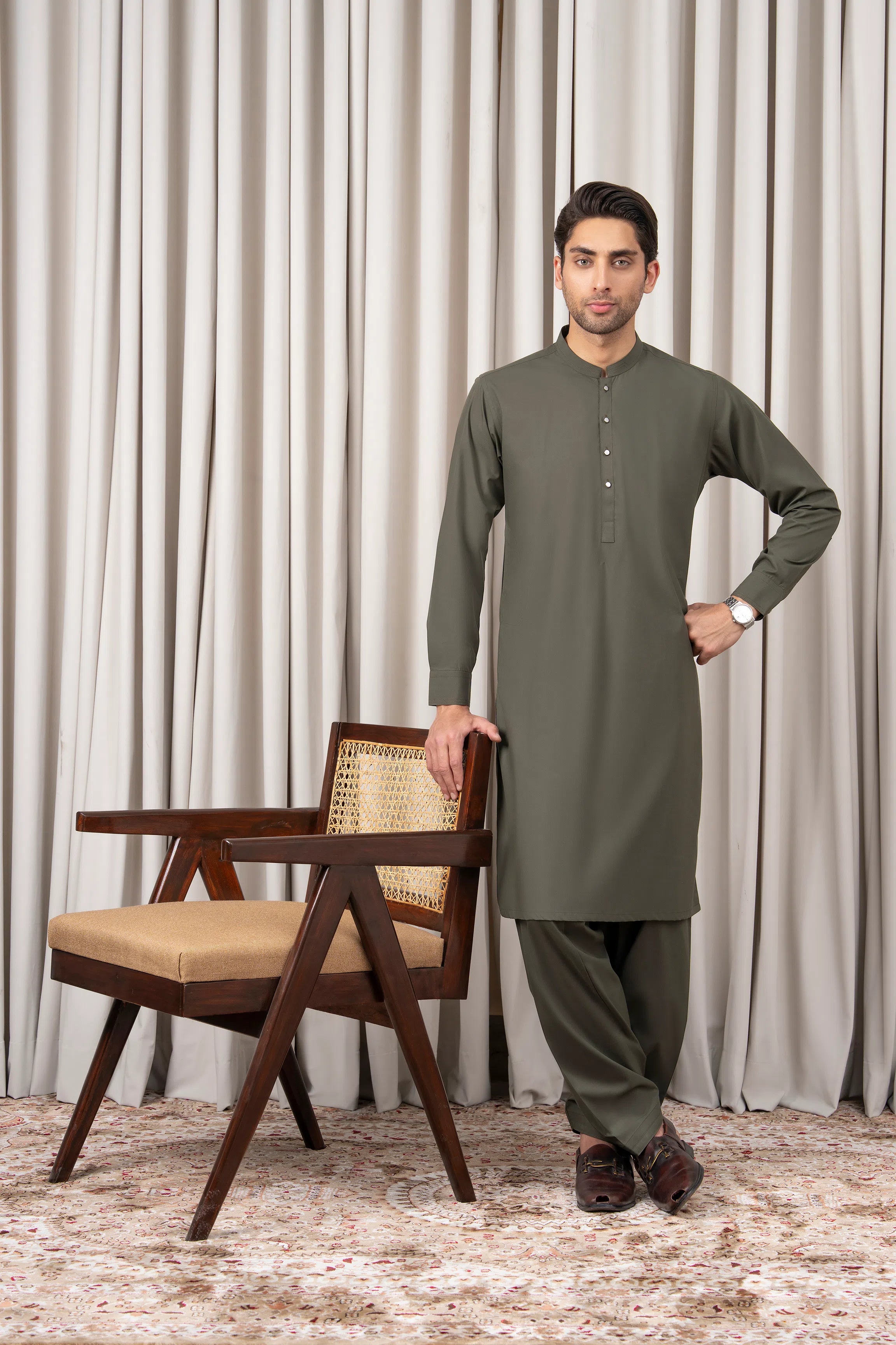 BLENDED KAMEEZ SHALWAR - PREMIUM COLLECTION OLIVE