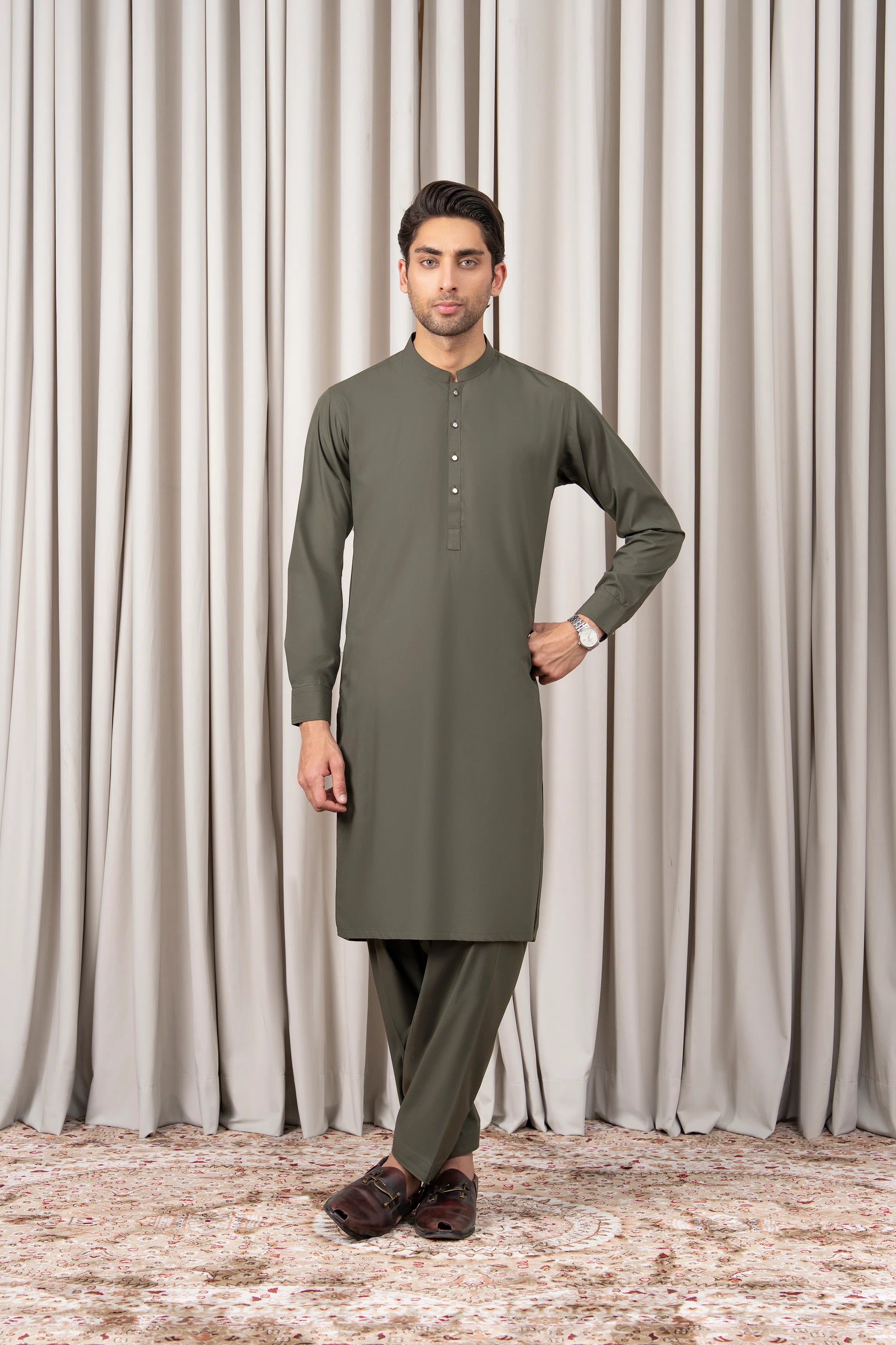 BLENDED KAMEEZ SHALWAR - PREMIUM COLLECTION OLIVE