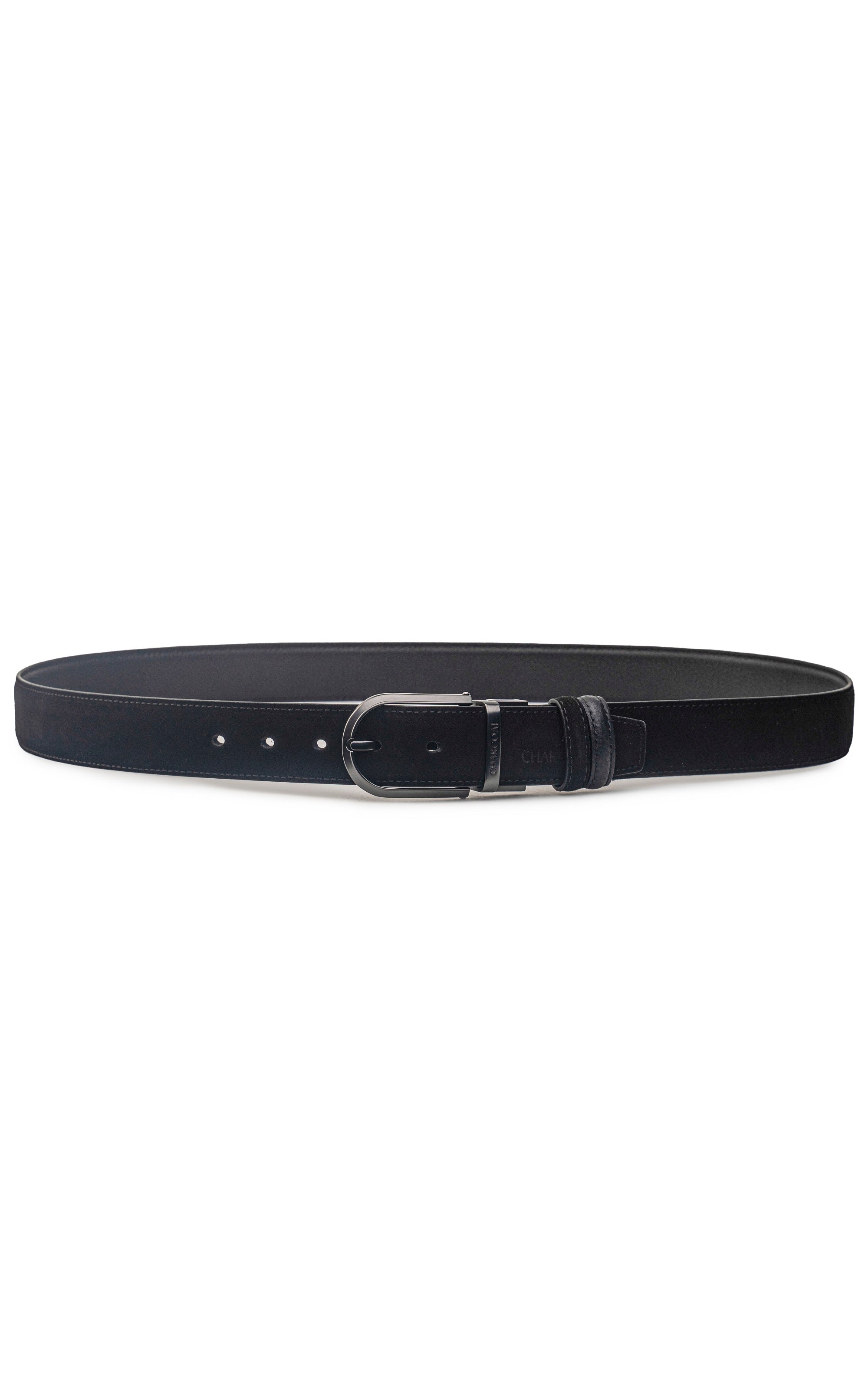Suede Leather Reversible Belt Black