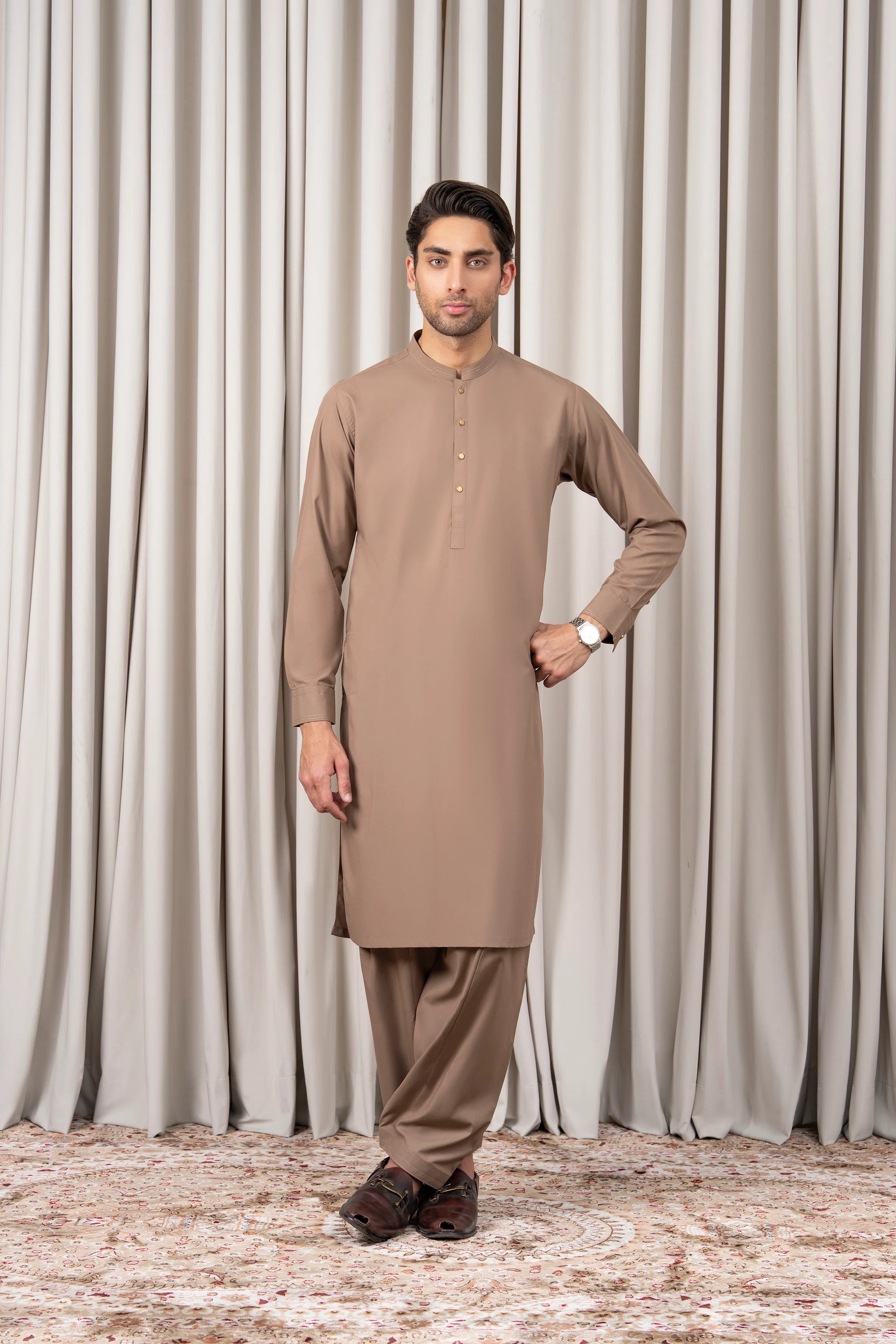 BLENDED KAMEEZ SHALWAR - PREMIUM COLLECTION KHAKI