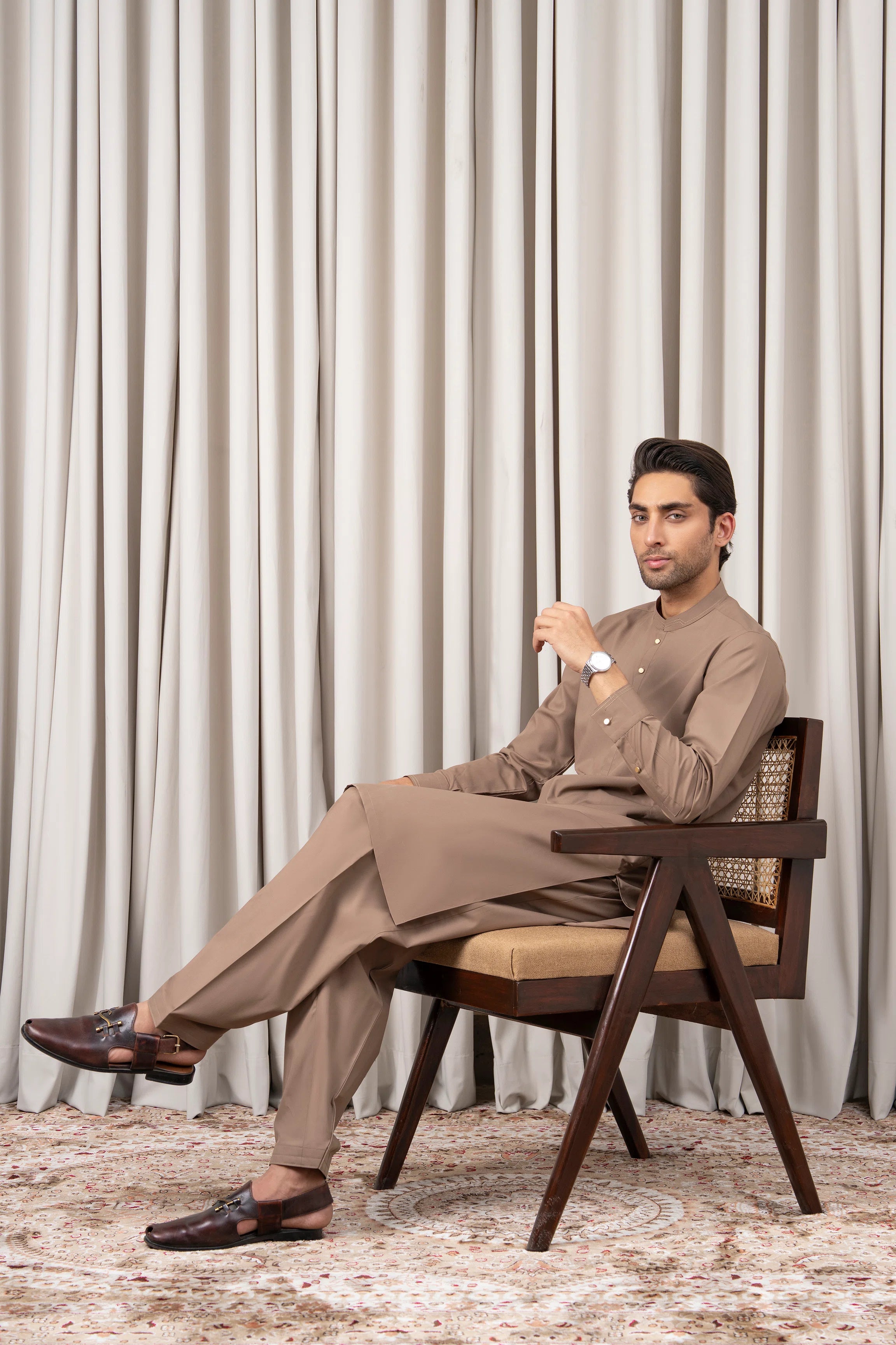 BLENDED KAMEEZ SHALWAR - PREMIUM COLLECTION KHAKI
