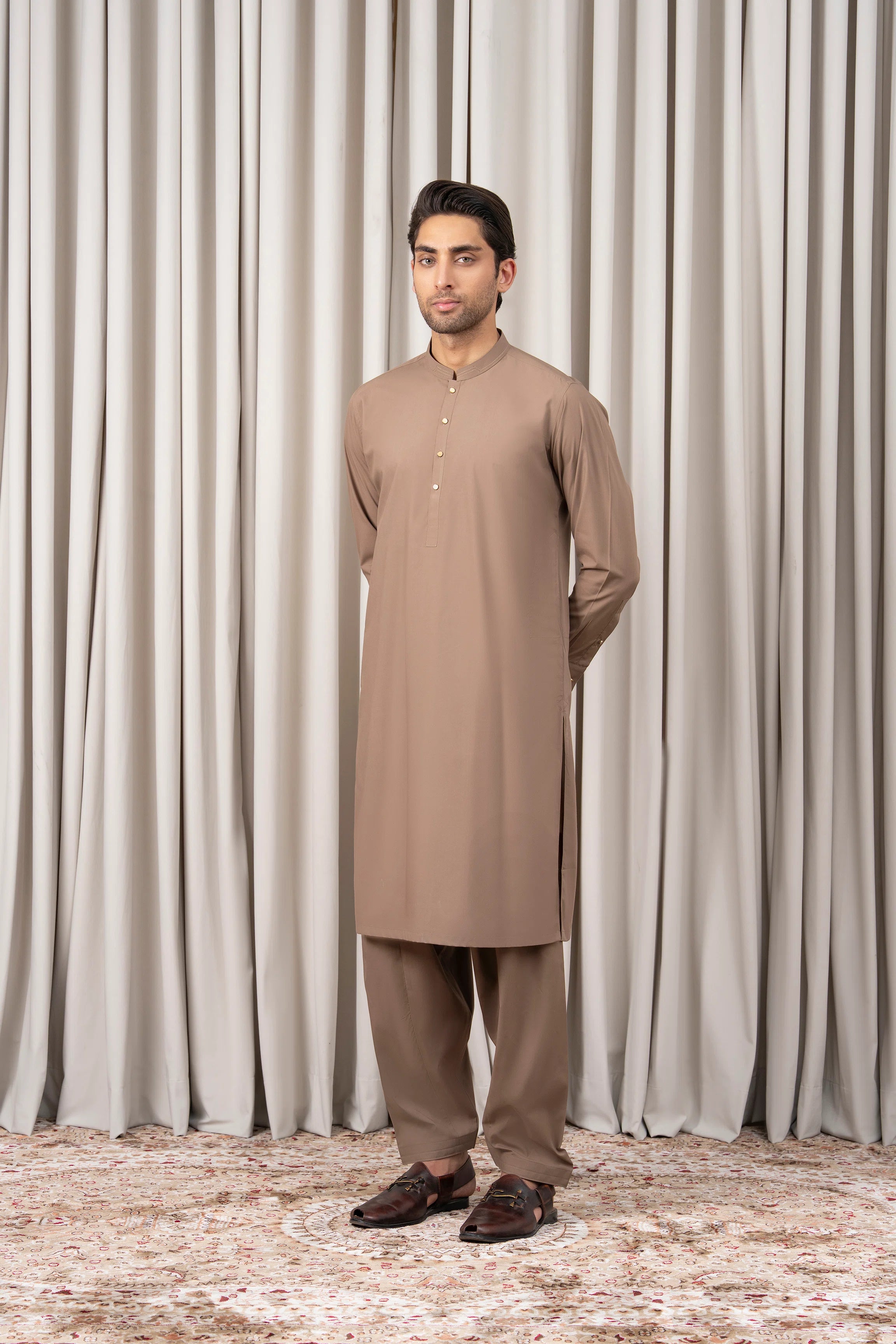 BLENDED KAMEEZ SHALWAR - PREMIUM COLLECTION KHAKI