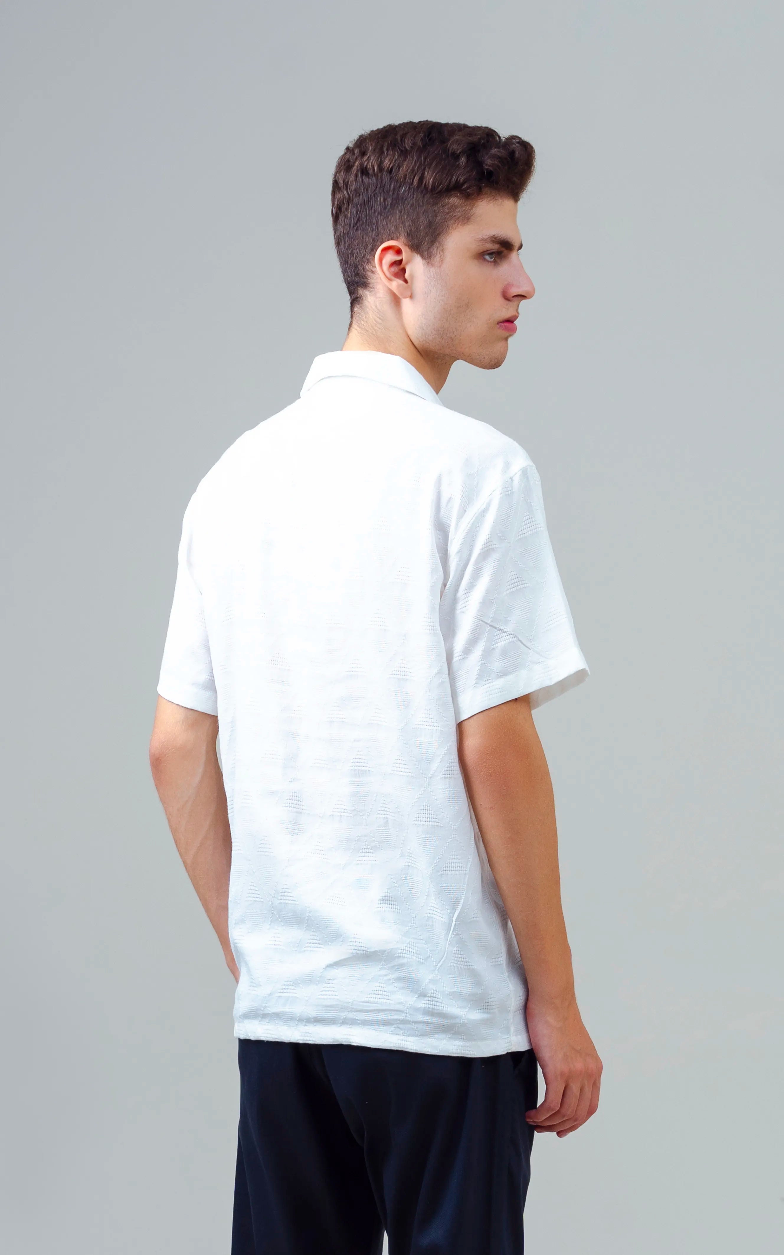 CUBAN COLLAR SHORT SLEEVES SHIRT WHITE