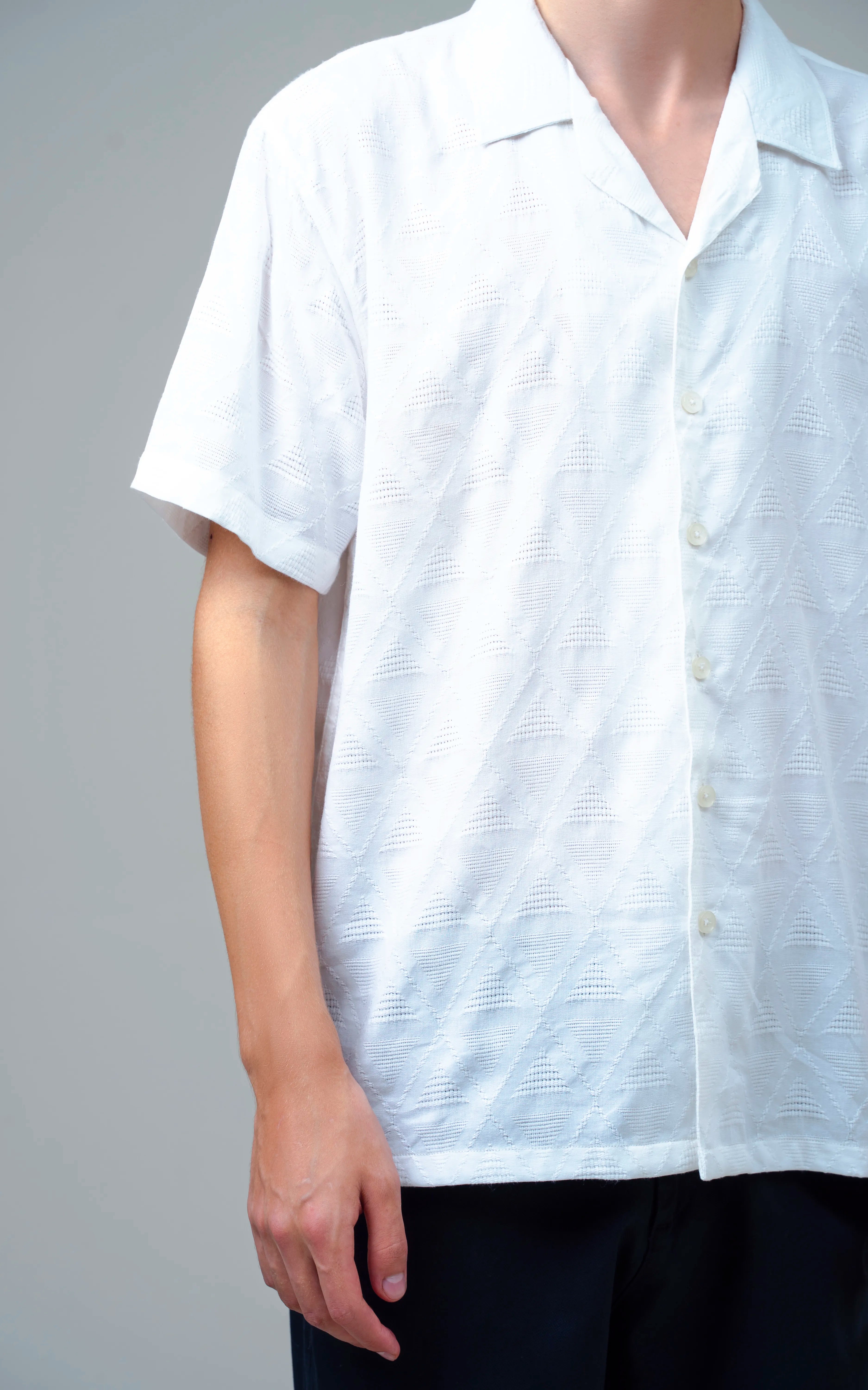 CUBAN COLLAR SHORT SLEEVES SHIRT WHITE