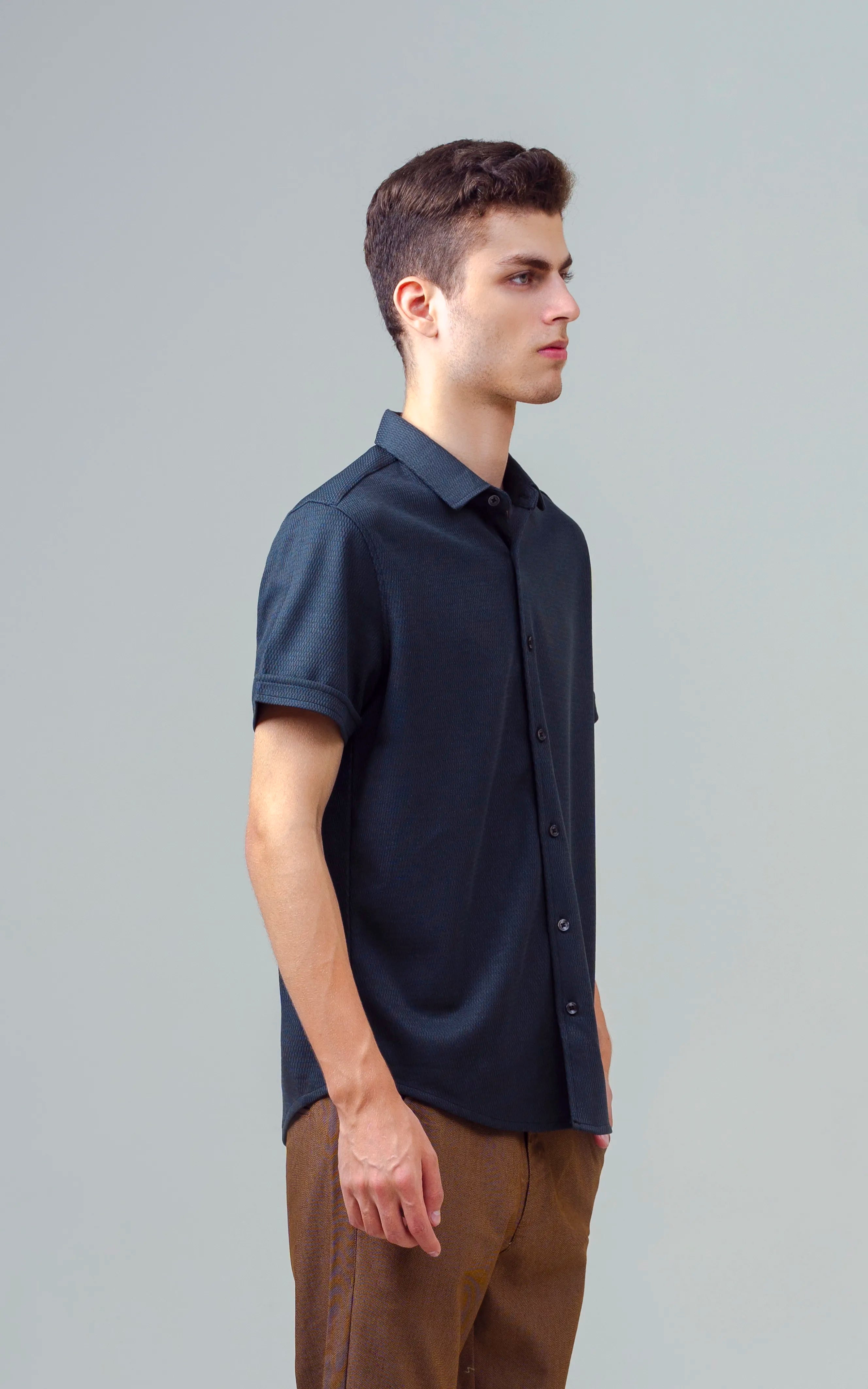 SMART FIT KNIT CASUAL SHIRT DARK GREY