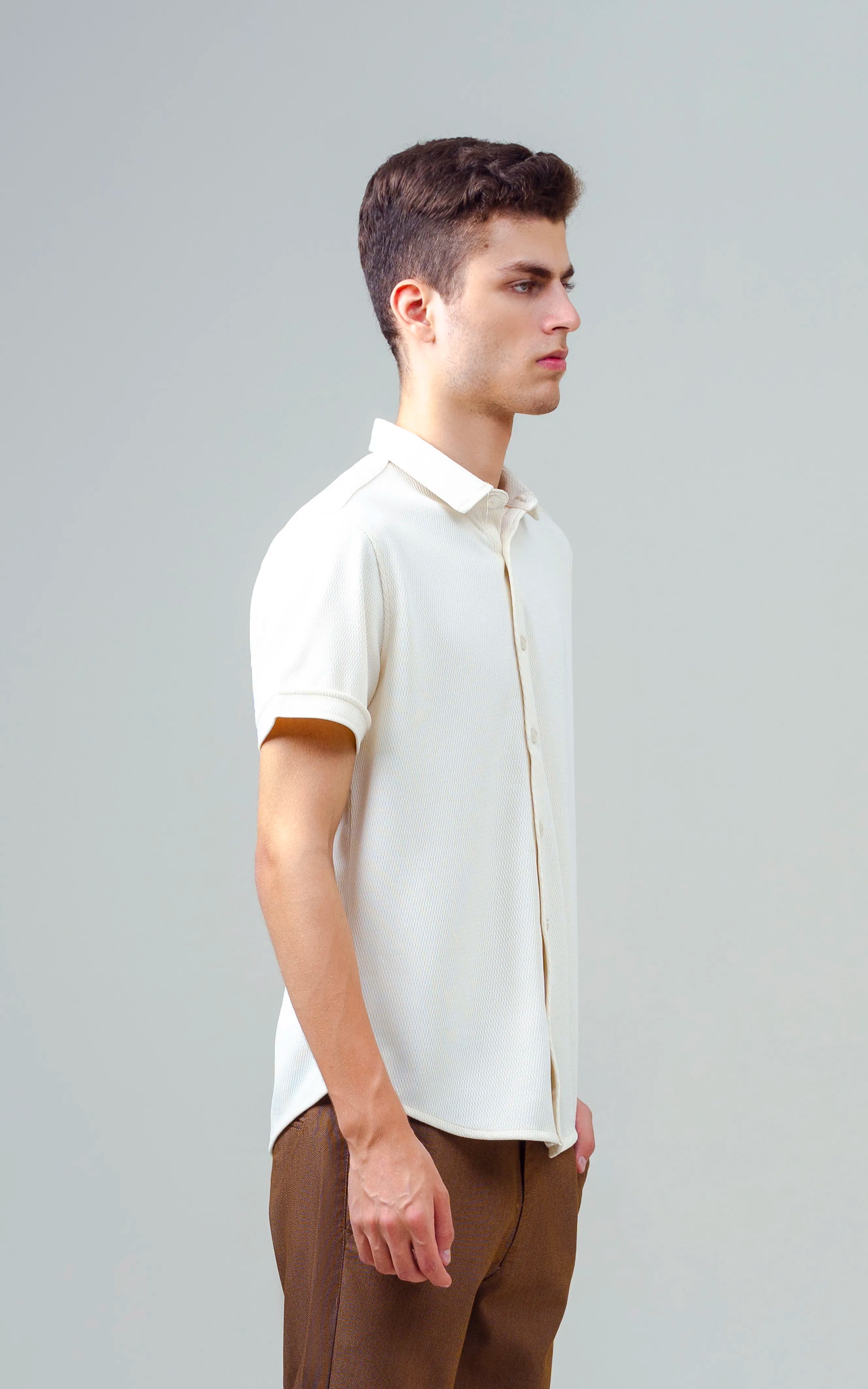 SMART FIT KNIT CASUAL SHIRT BEIGE