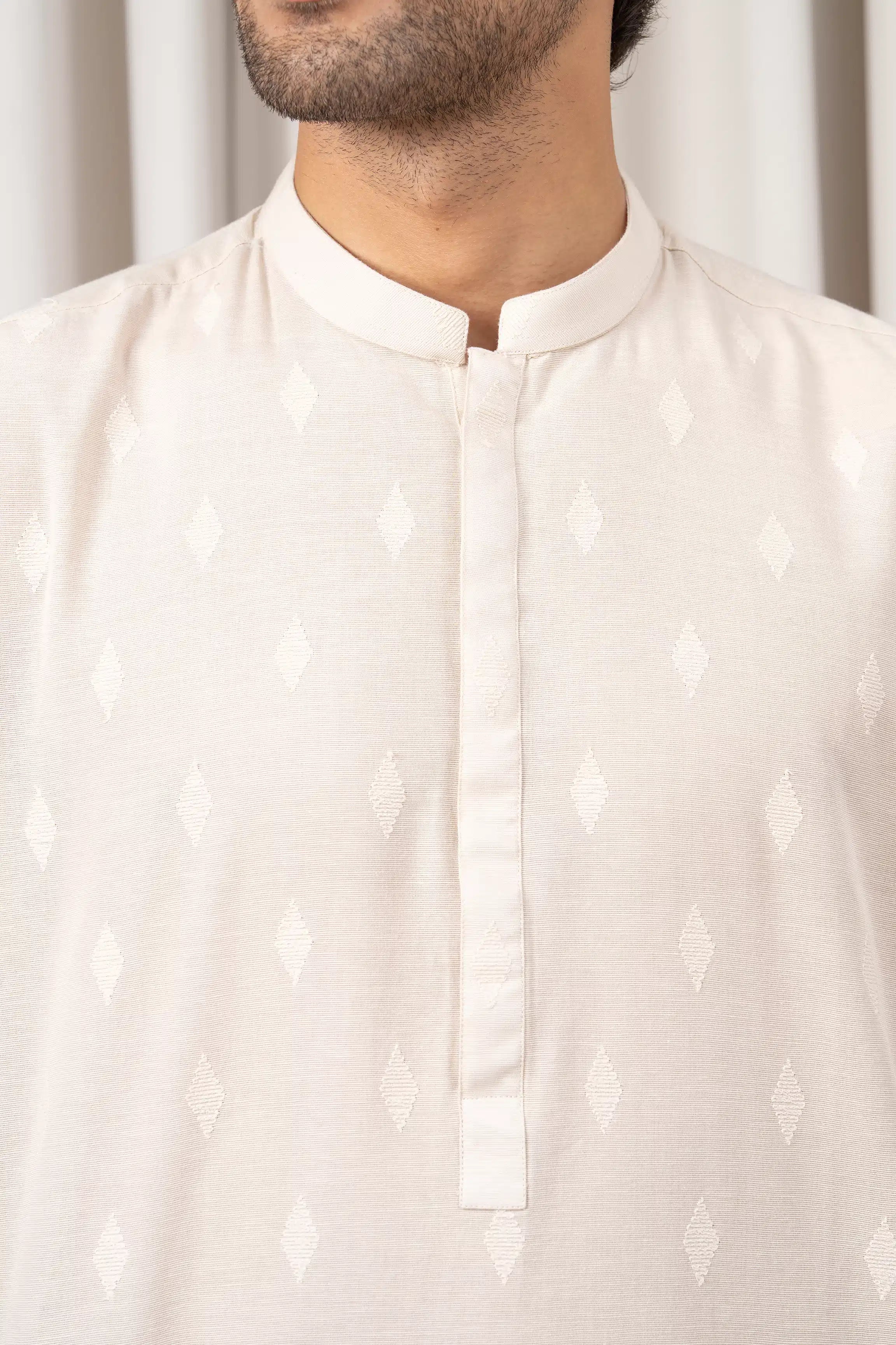 EMBROIDERED KURTA - SIGNATURE COLLECTION CREAM