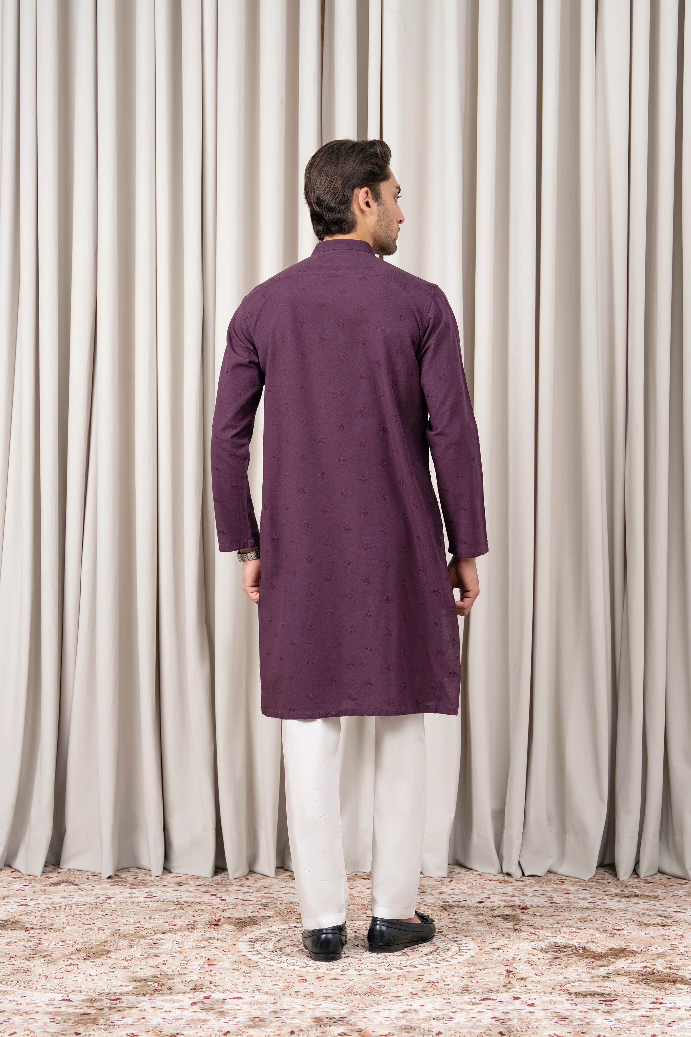 EMBROIDERED KURTA - SIGNATURE COLLECTION PLUM