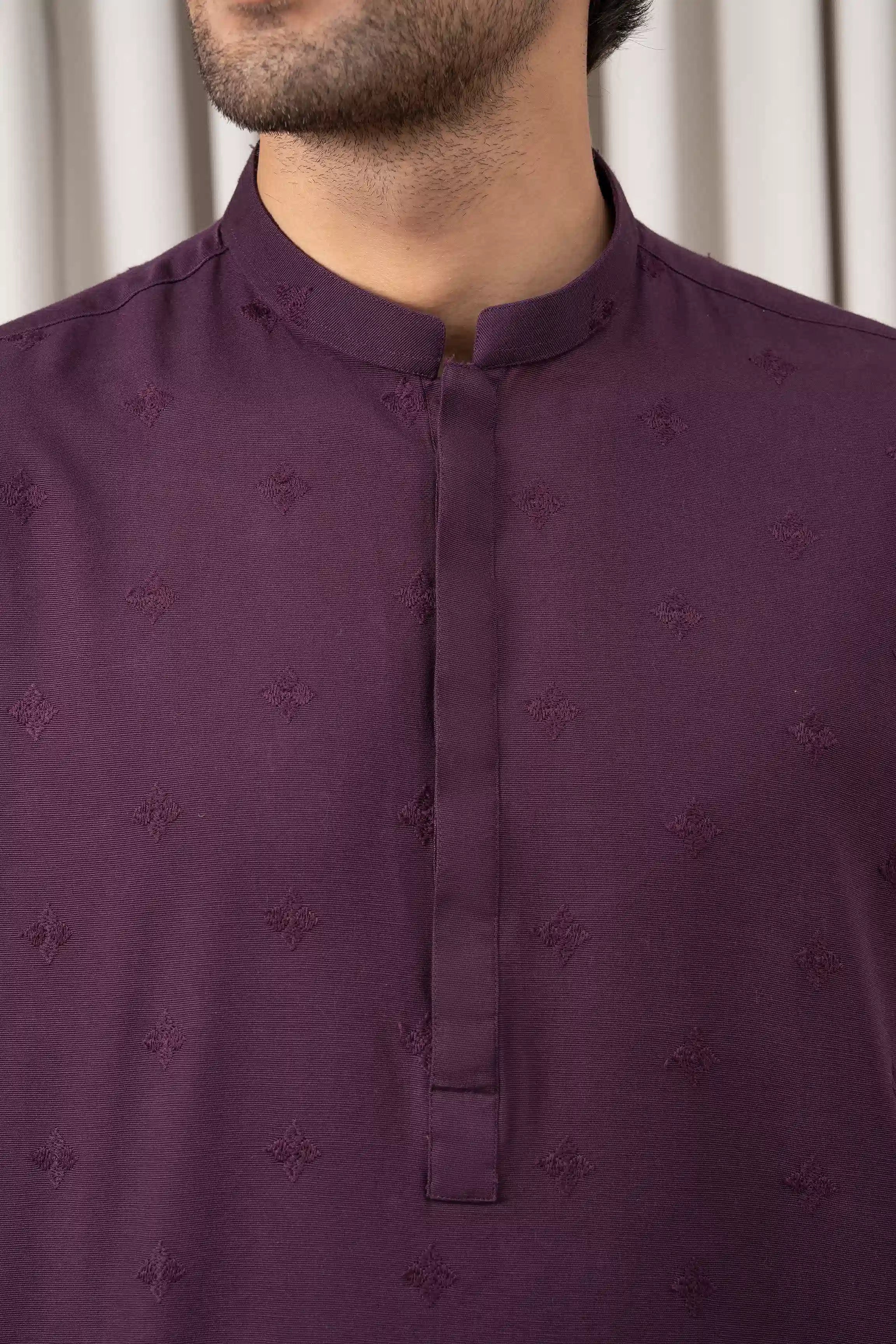 EMBROIDERED KURTA - SIGNATURE COLLECTION PLUM