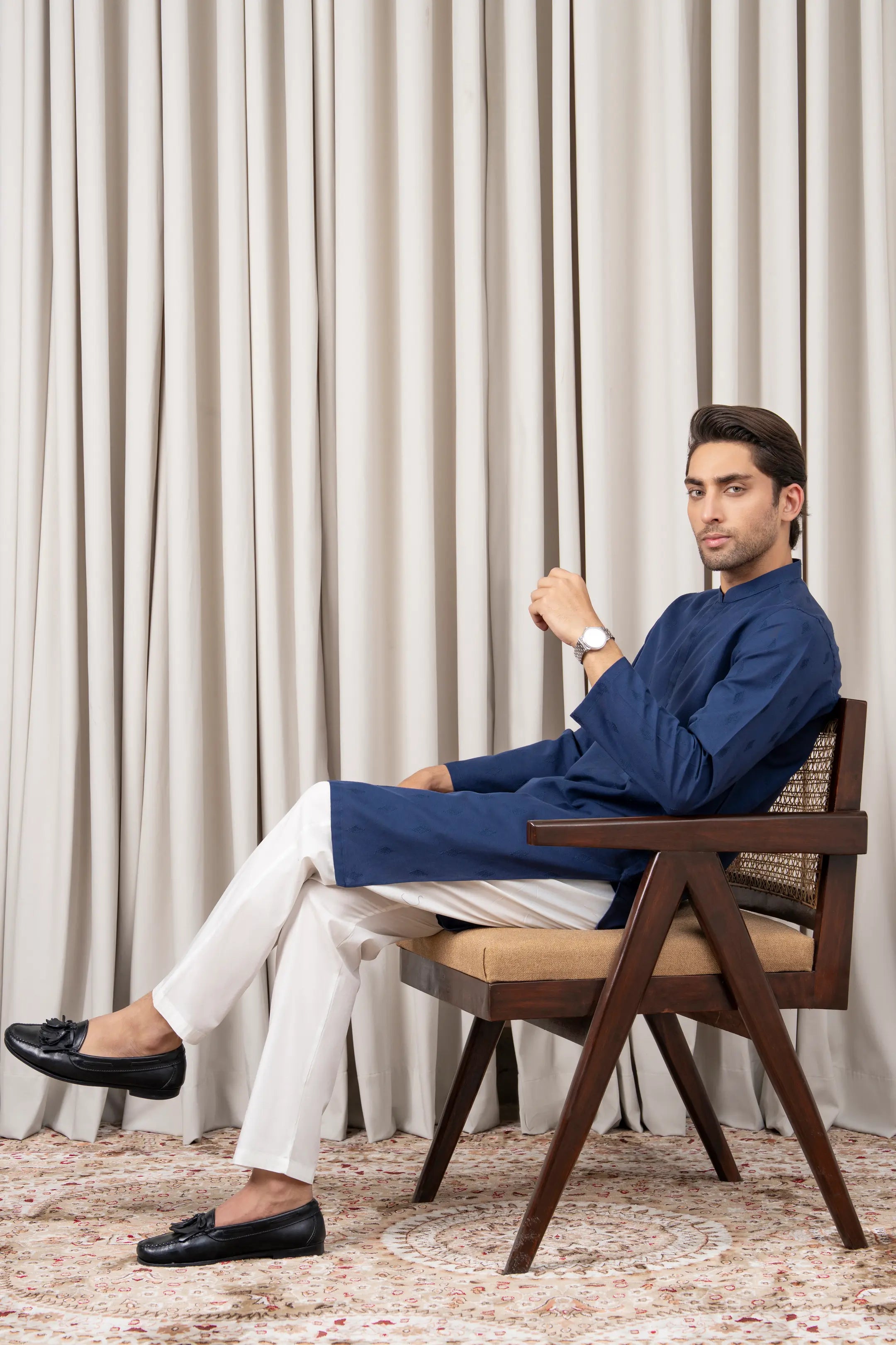 EMBROIDERED KURTA - SIGNATURE COLLECTION INDIGO BLUE