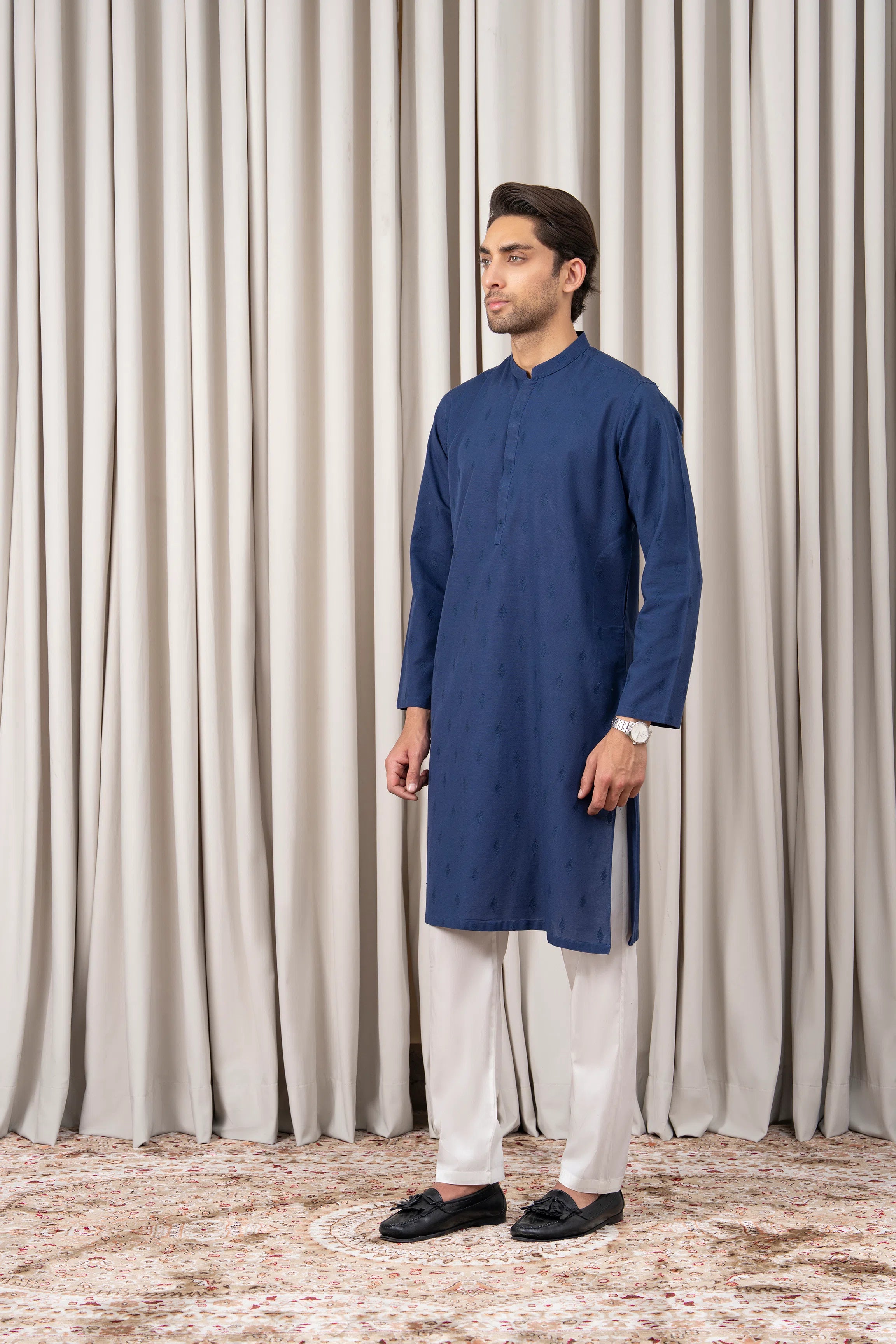 EMBROIDERED KURTA - SIGNATURE COLLECTION INDIGO BLUE