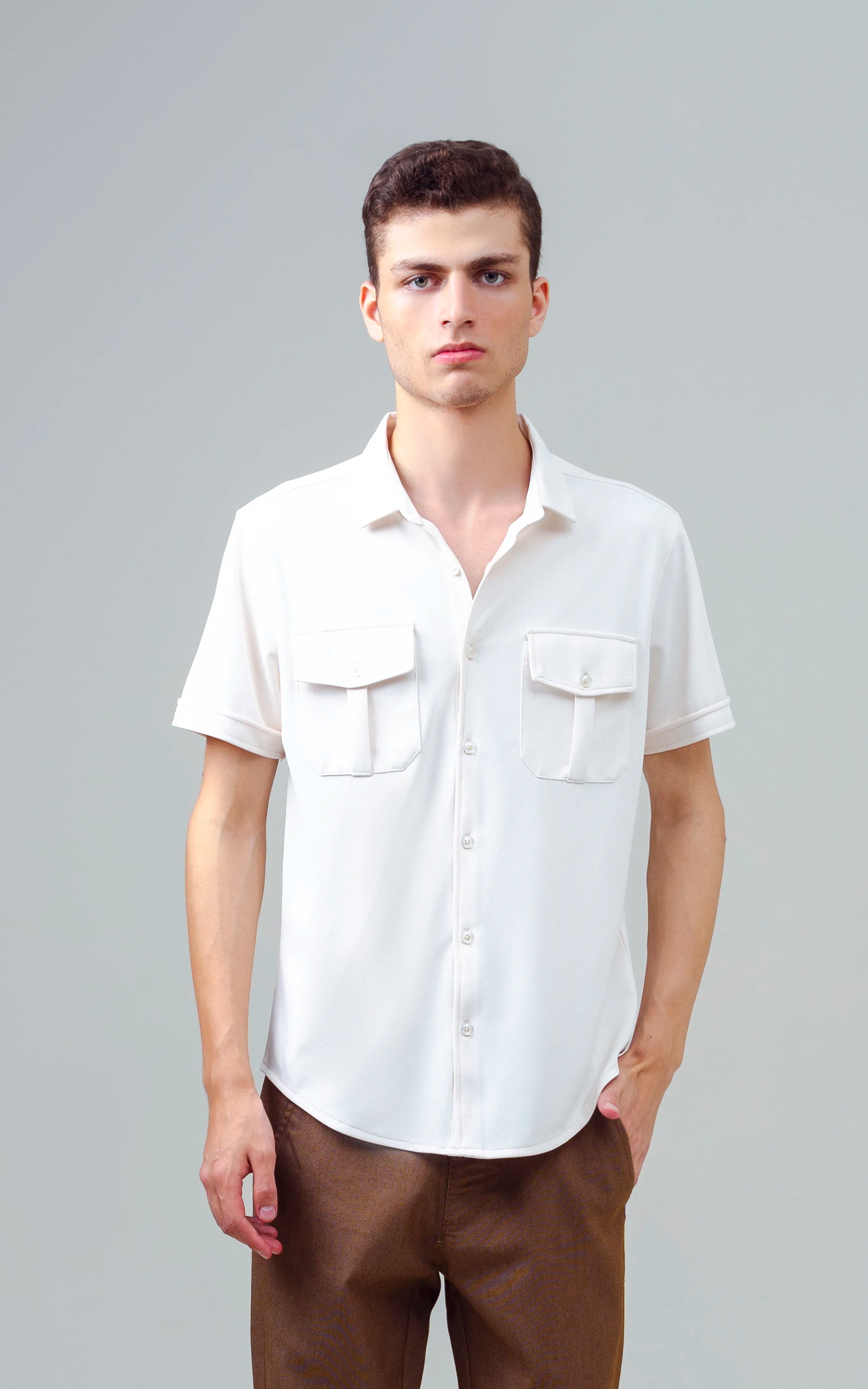 SMART FIT KNIT CASUAL SHIRT BEIGE