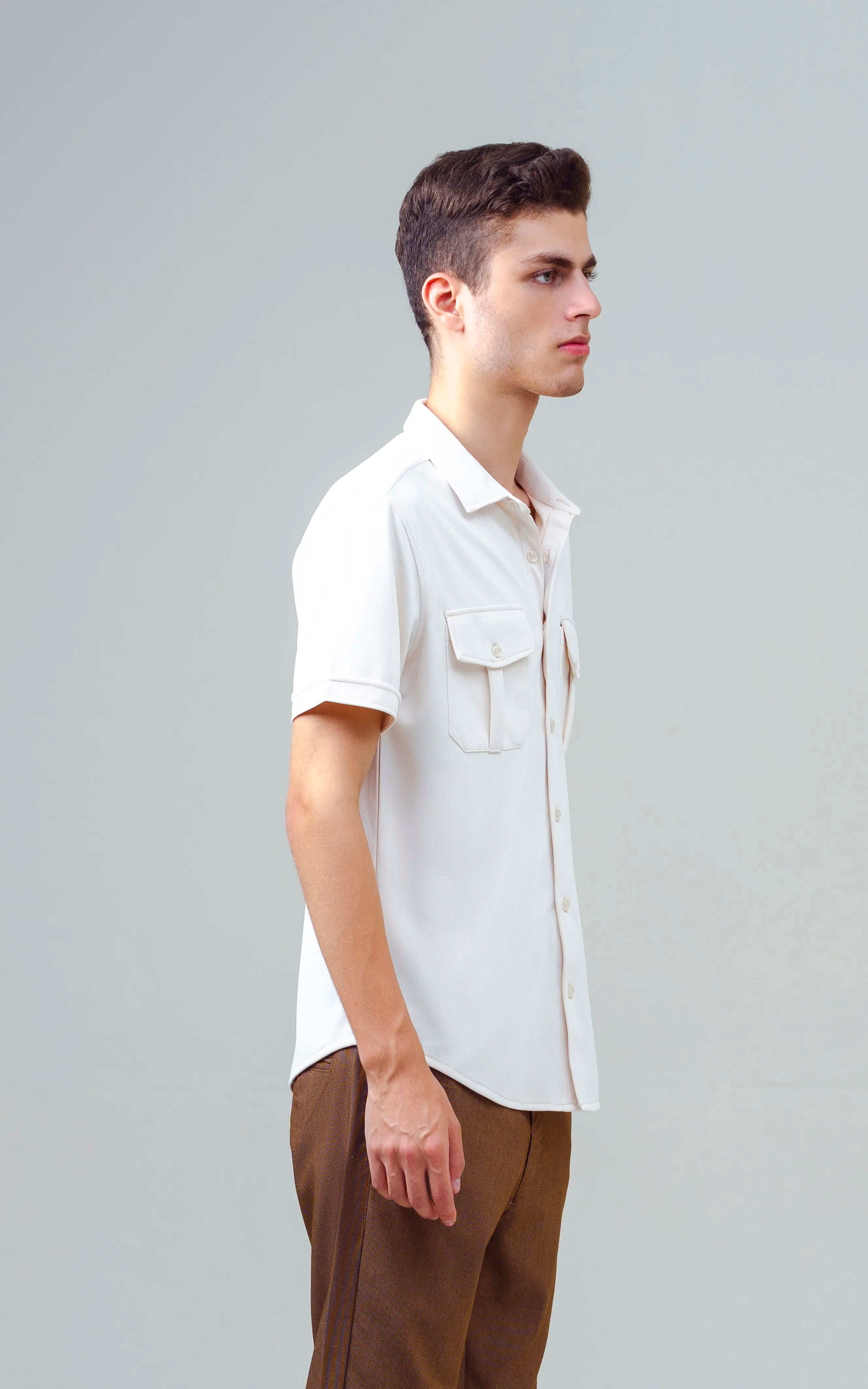 SMART FIT KNIT CASUAL SHIRT BEIGE