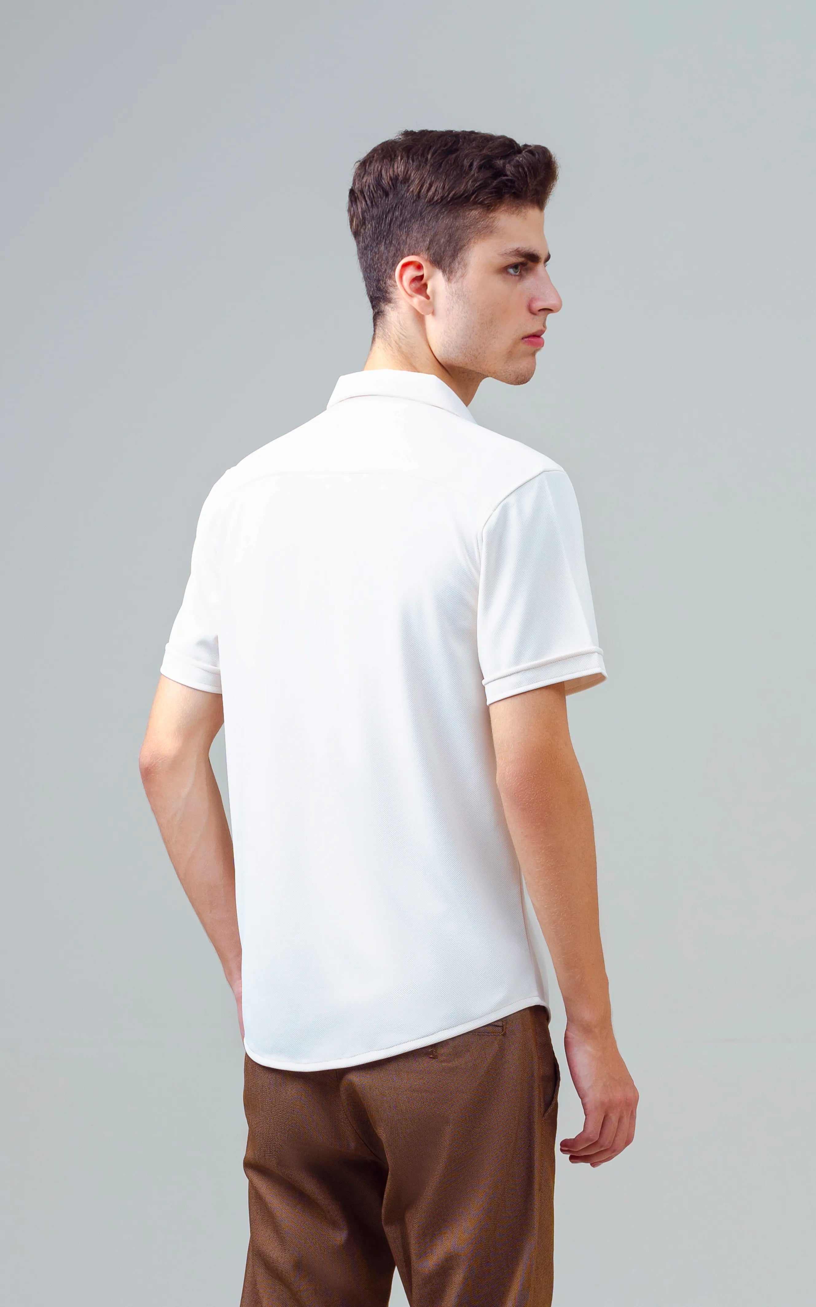 SMART FIT KNIT CASUAL SHIRT BEIGE