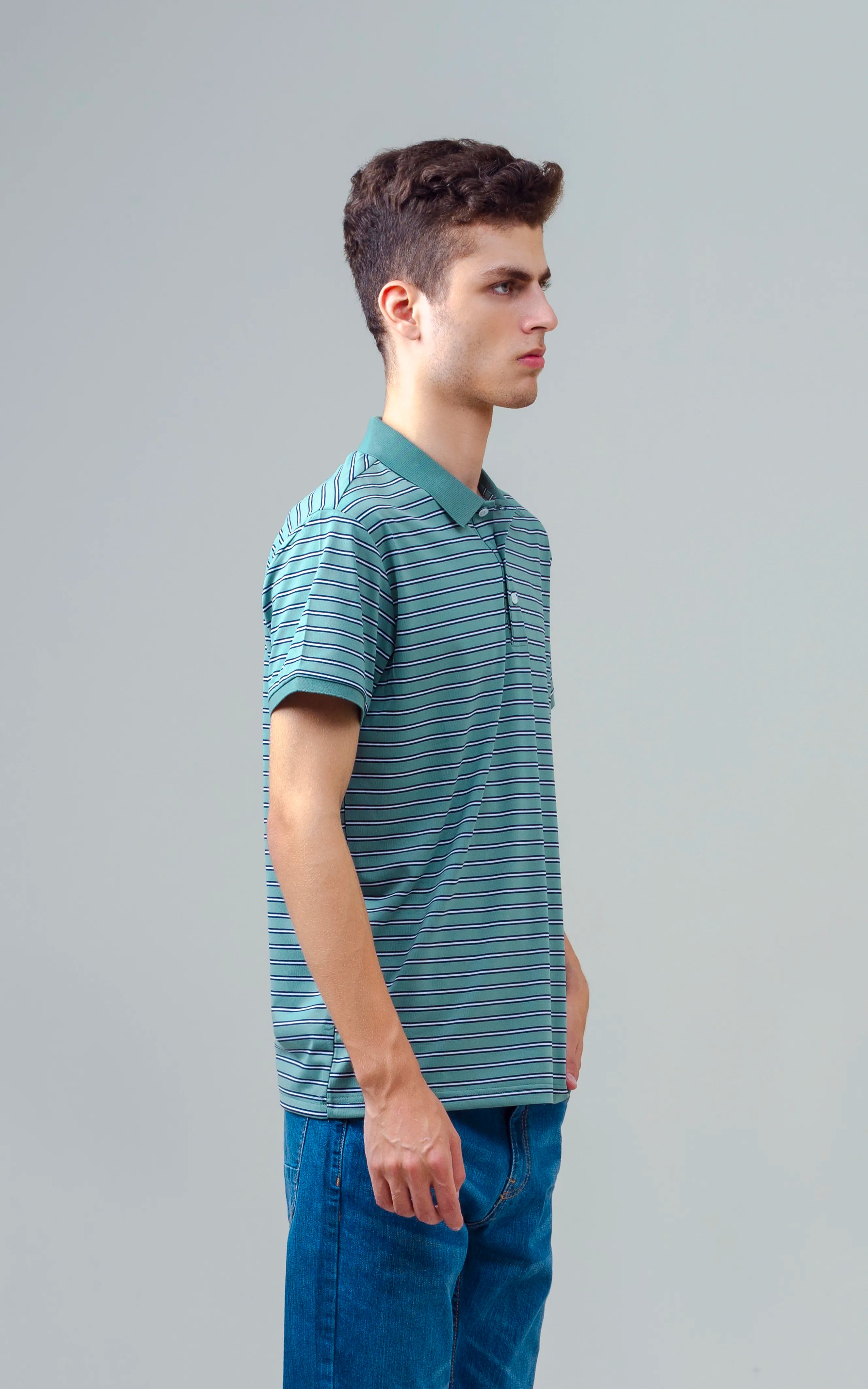 EXECUTIVE STRIPED POLO GREEN