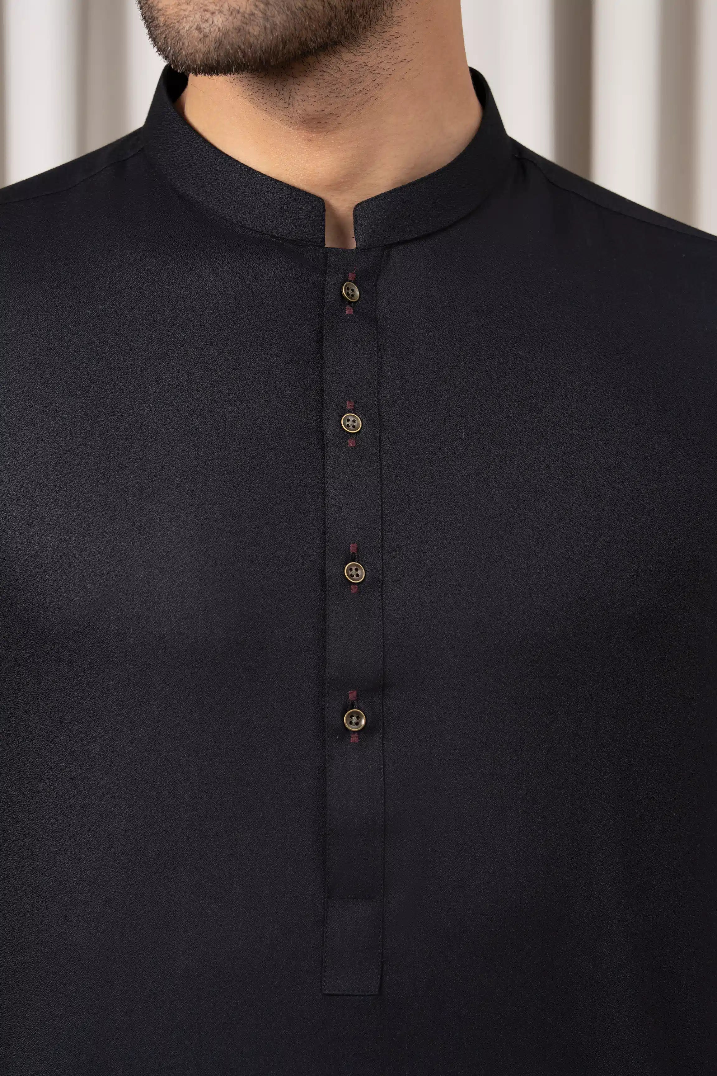 TEXTURED BLENDED KAMEEZ SHALWAR - SIGNATURE COLLECTION BLACK