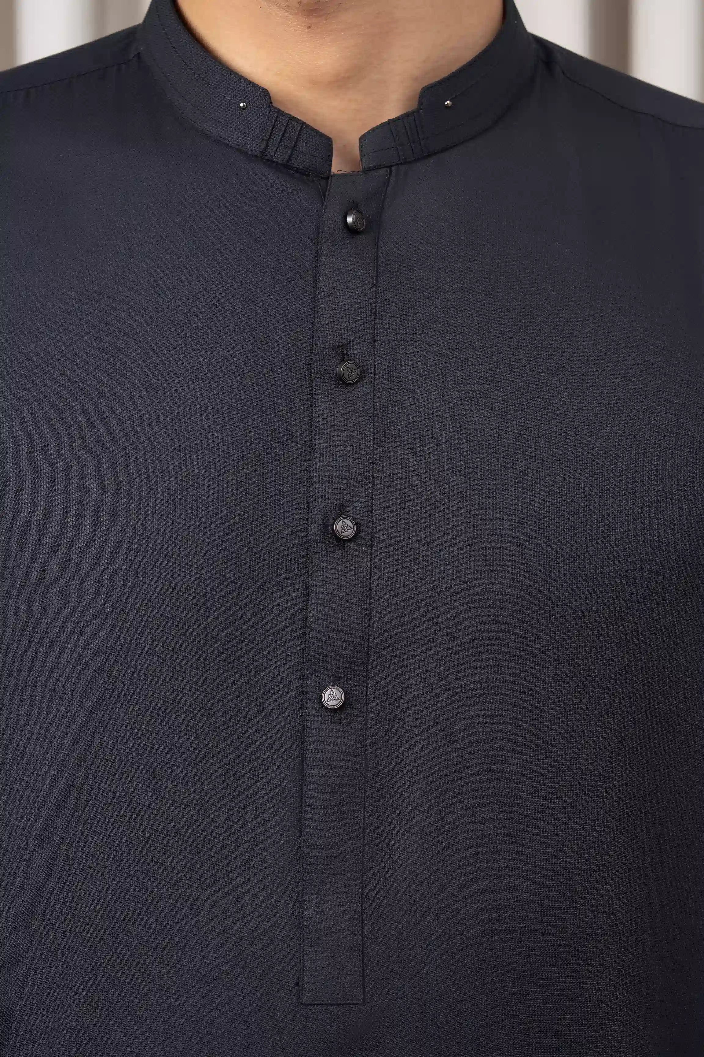 TEXTURED BLENDED KAMEEZ SHALWAR - SIGNATURE COLLECTION BLACK