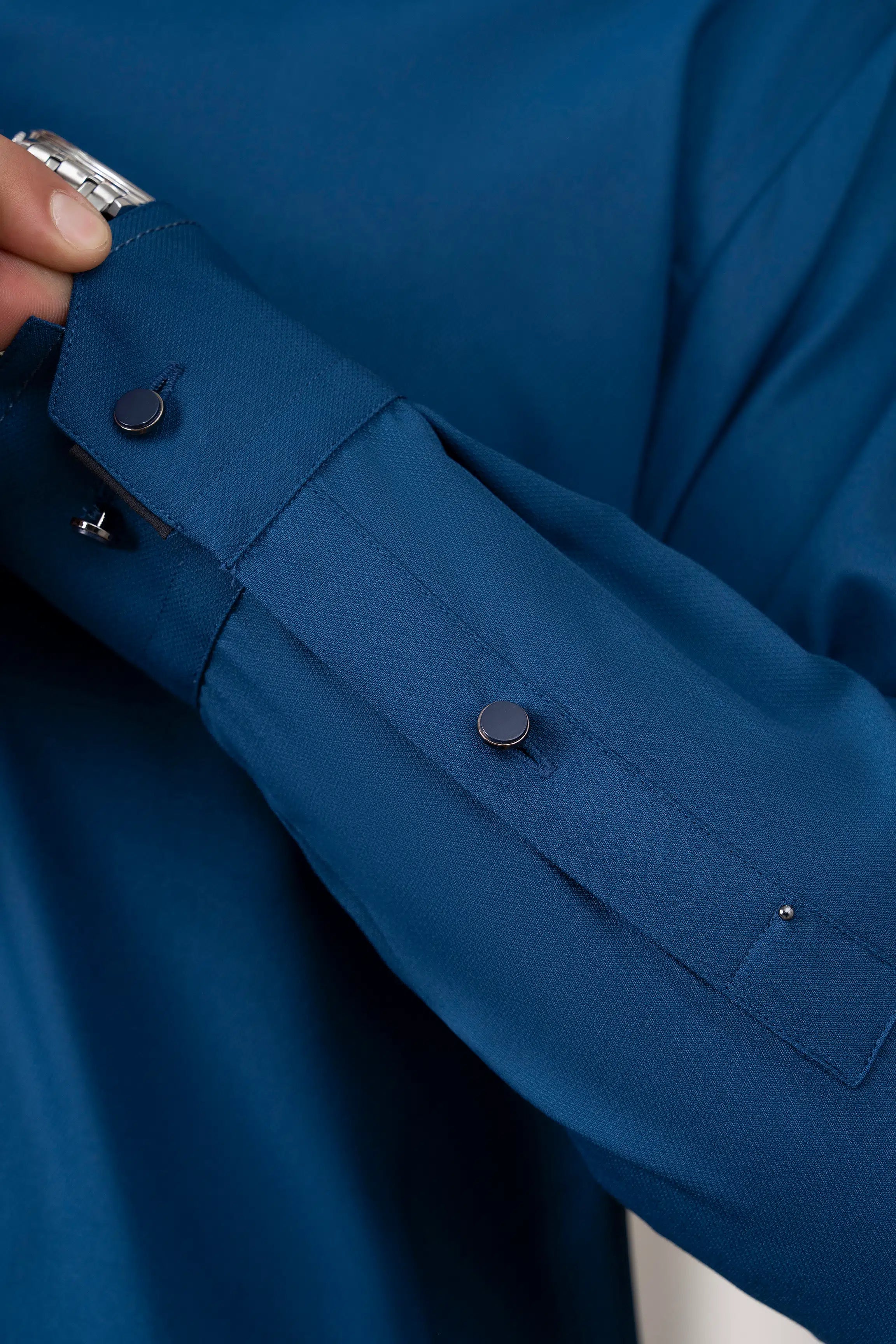 TEXTURED BLENDED KAMEEZ SHALWAR - SIGNATURE COLLECTION CERULEAN BLUE