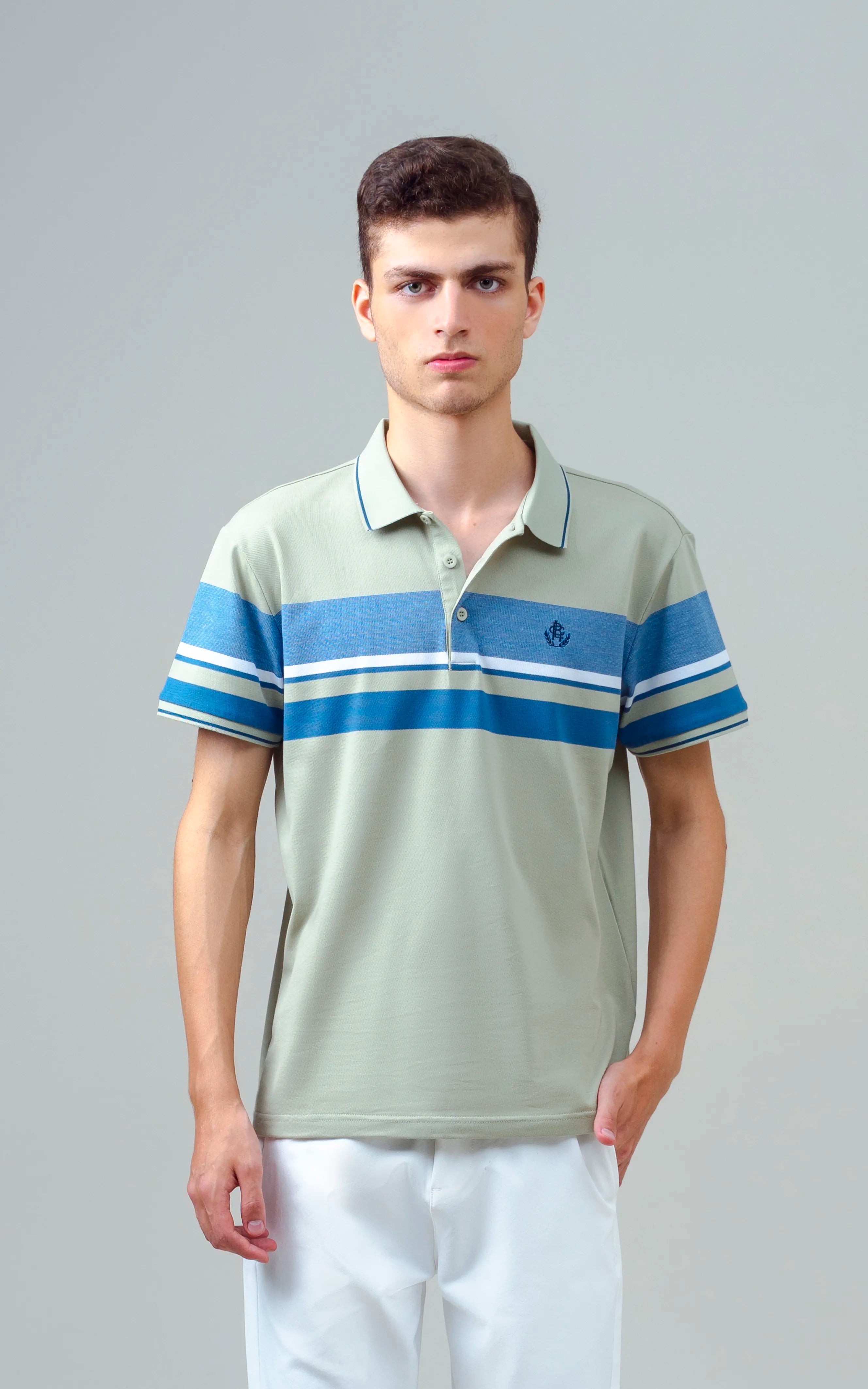 EXECUTIVE ENGINEERED STRIPE POLO LIGHT GREEN