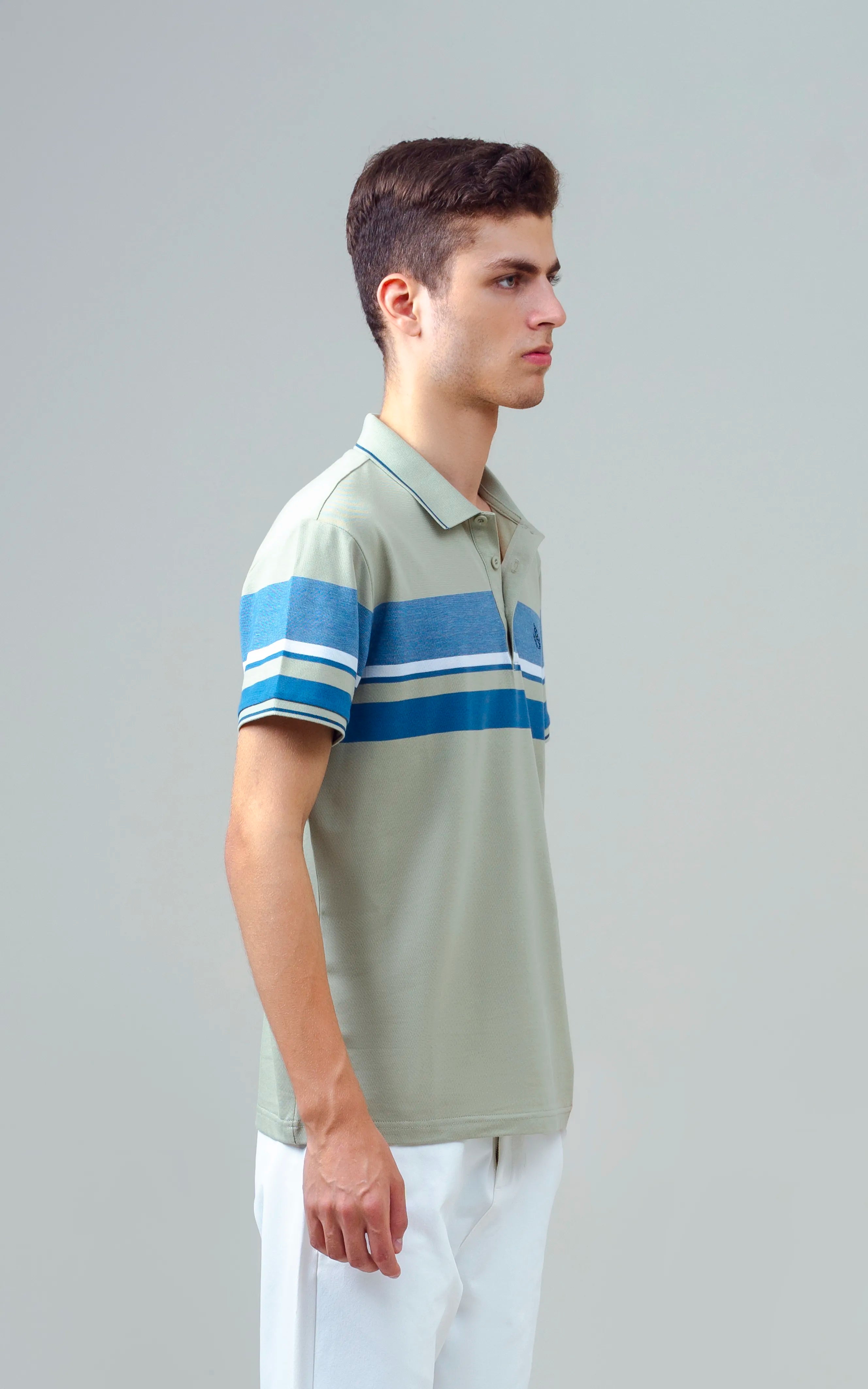 EXECUTIVE ENGINEERED STRIPE POLO LIGHT GREEN