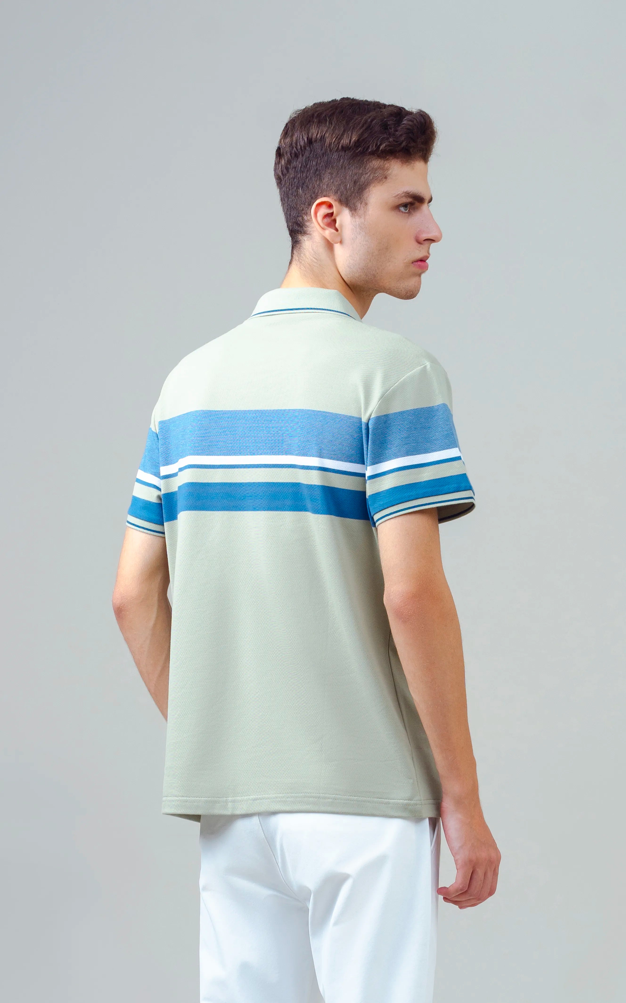 EXECUTIVE ENGINEERED STRIPE POLO LIGHT GREEN