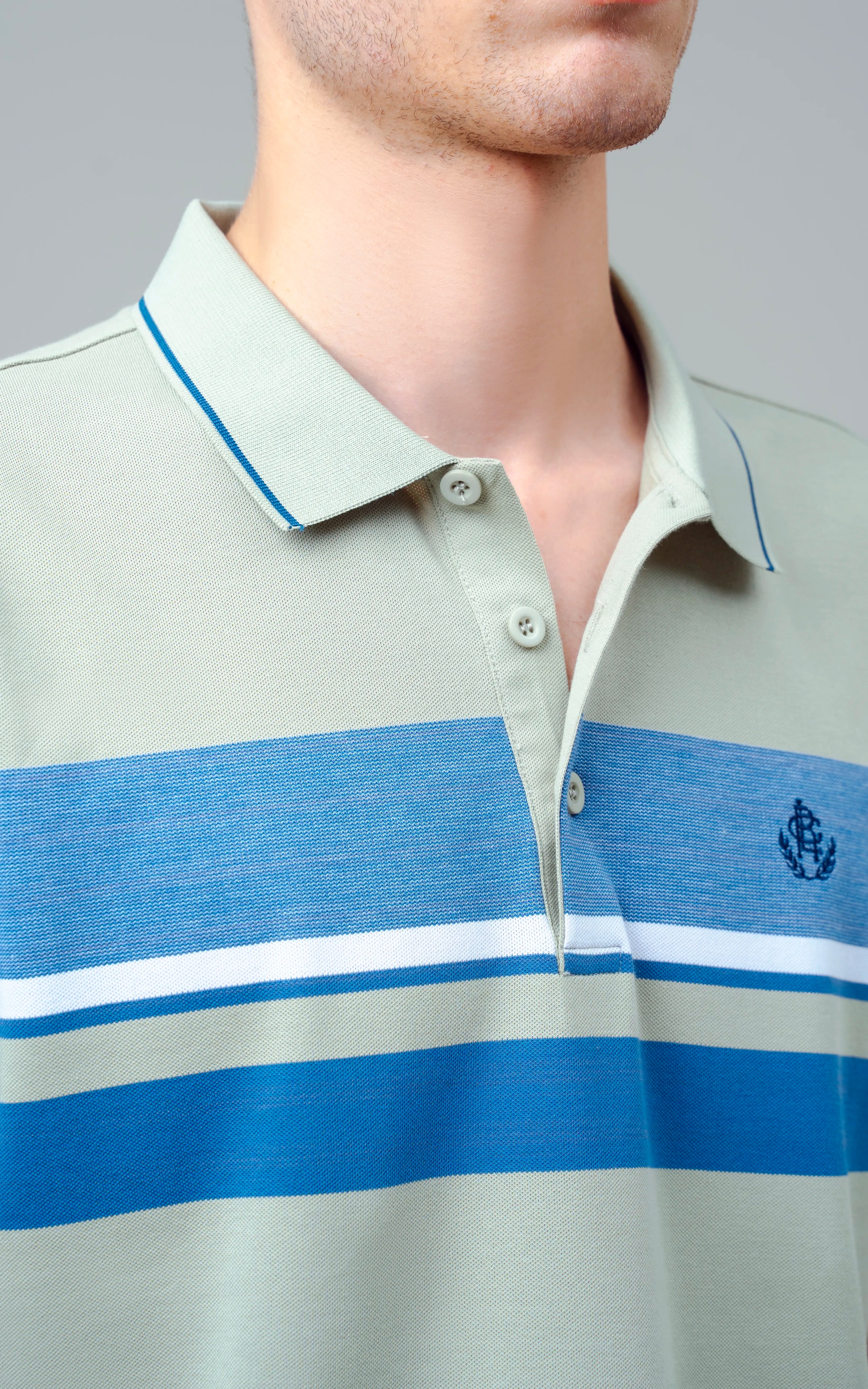 EXECUTIVE ENGINEERED STRIPE POLO LIGHT GREEN