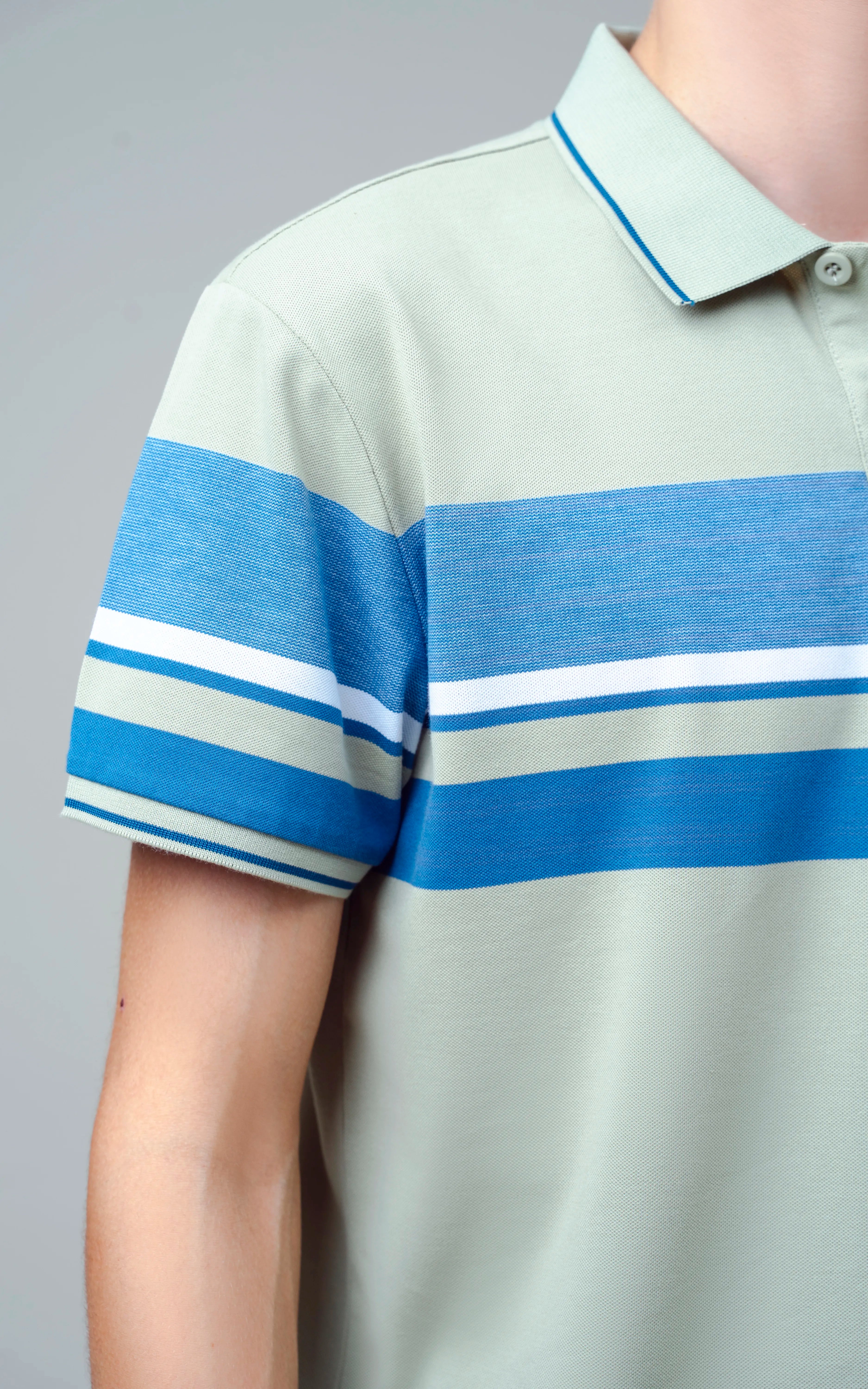 EXECUTIVE ENGINEERED STRIPE POLO LIGHT GREEN