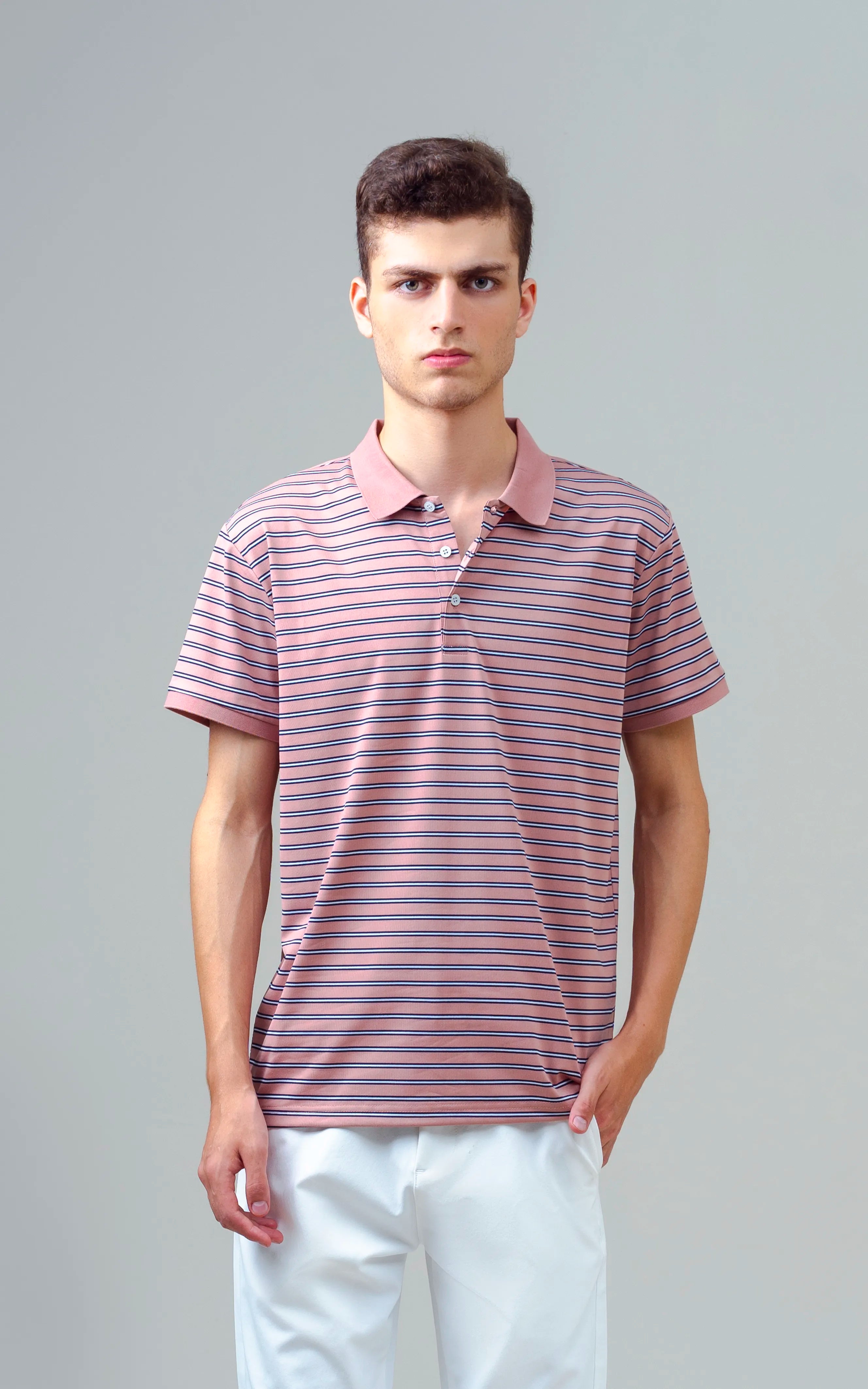 EXECUTIVE STRIPED POLO T PINK