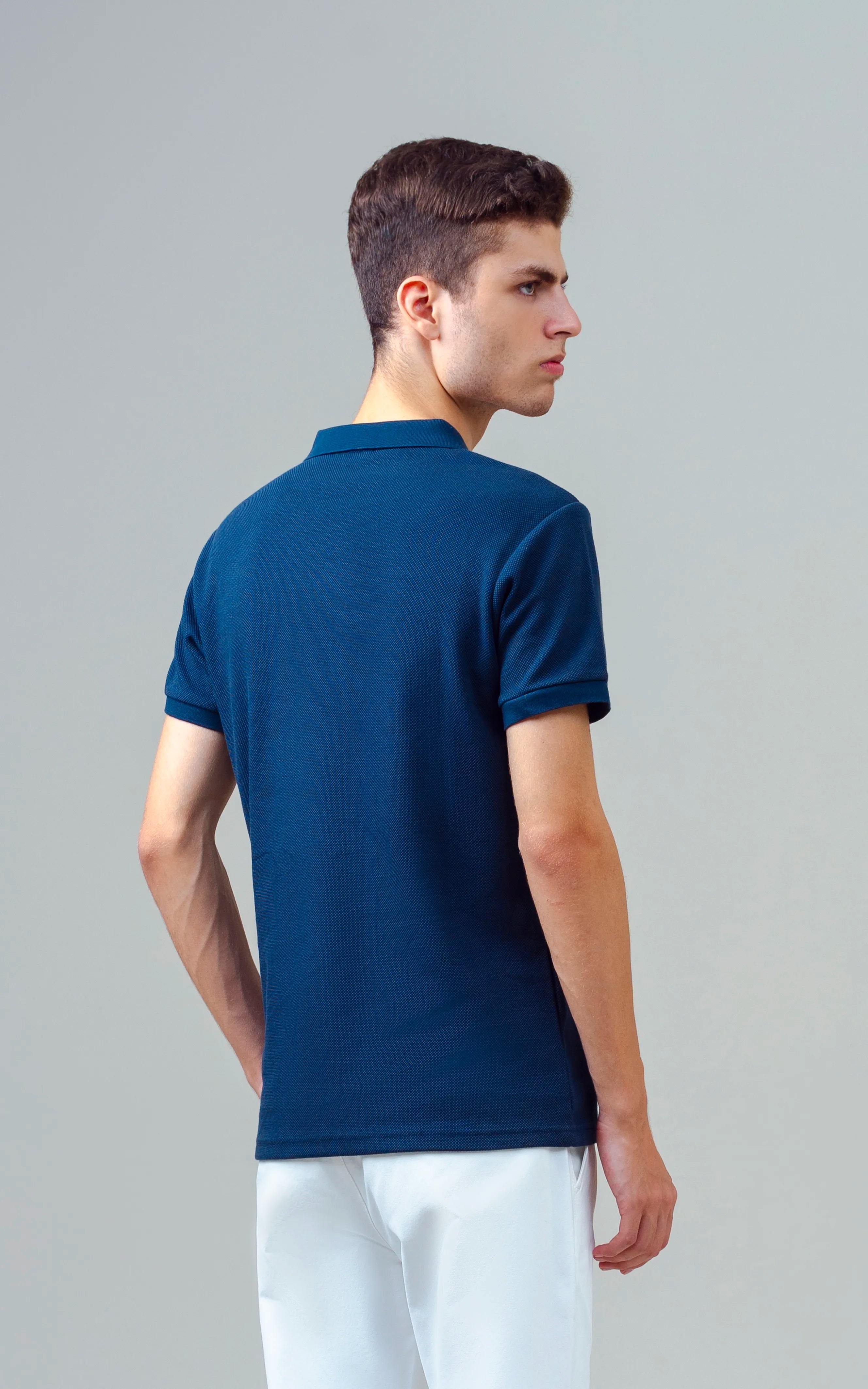 TEXTURED ZIPPER POLO NAVY