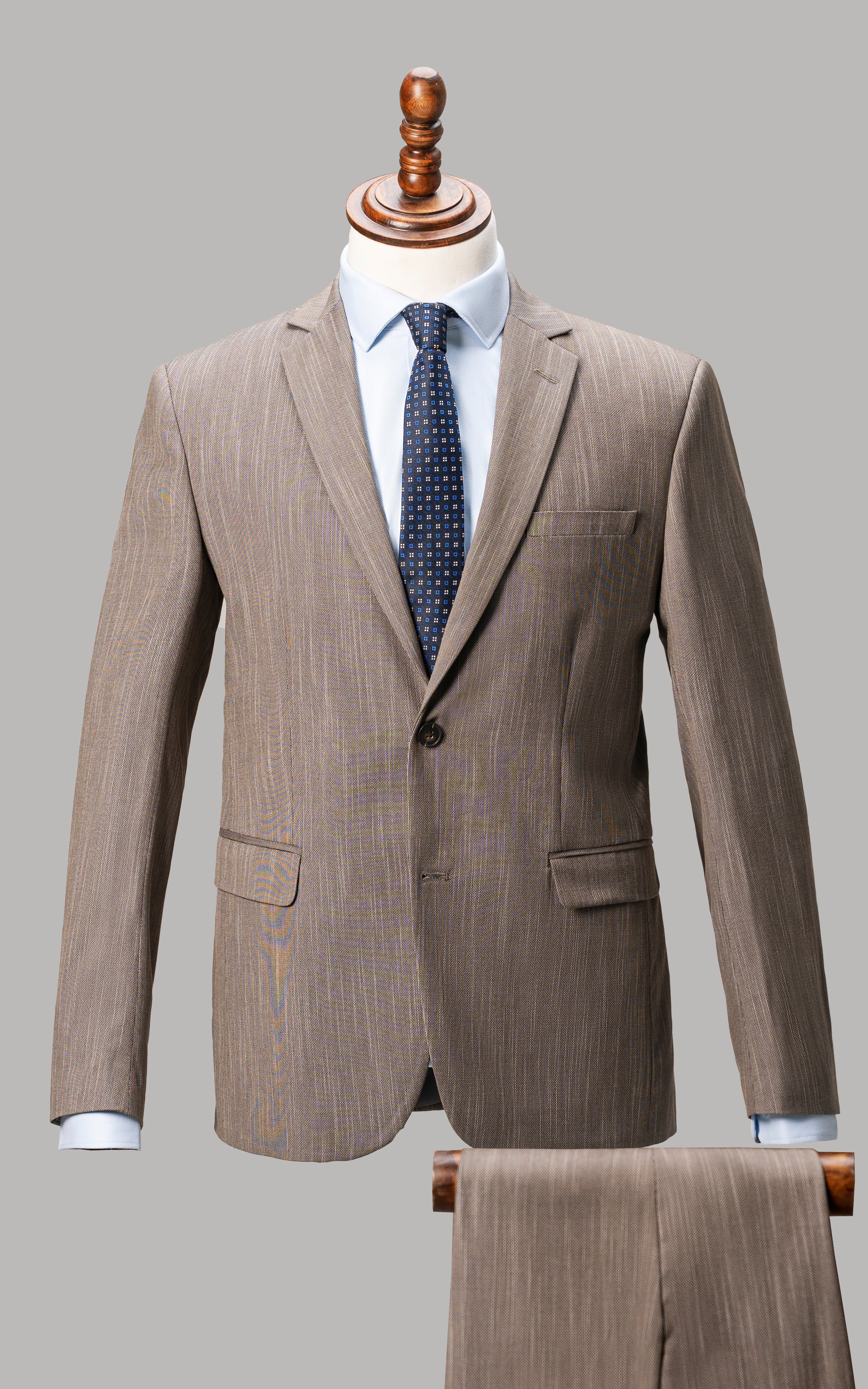 SLIM FIT 2 PIECE SUIT BROWN