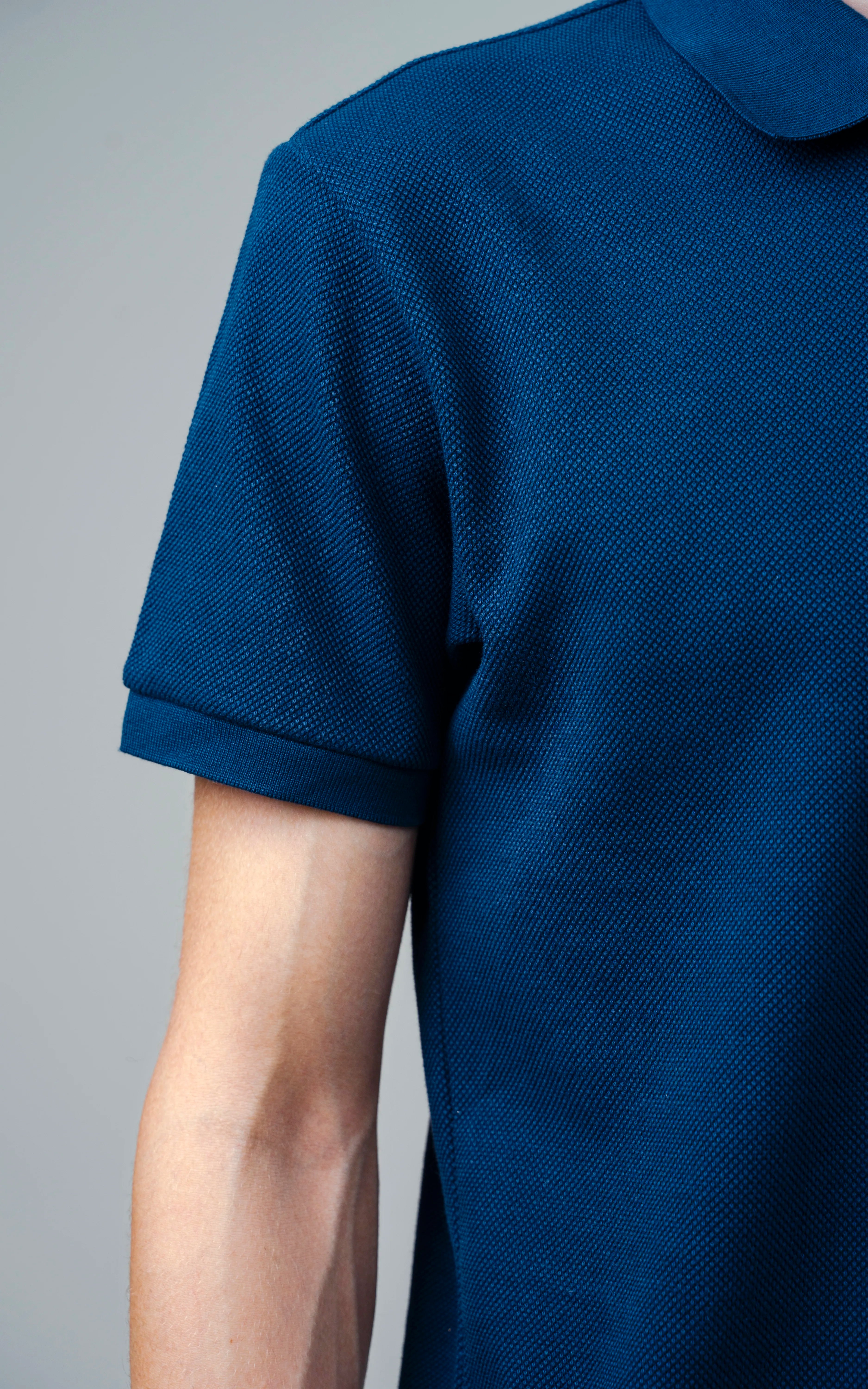 TEXTURED ZIPPER POLO NAVY