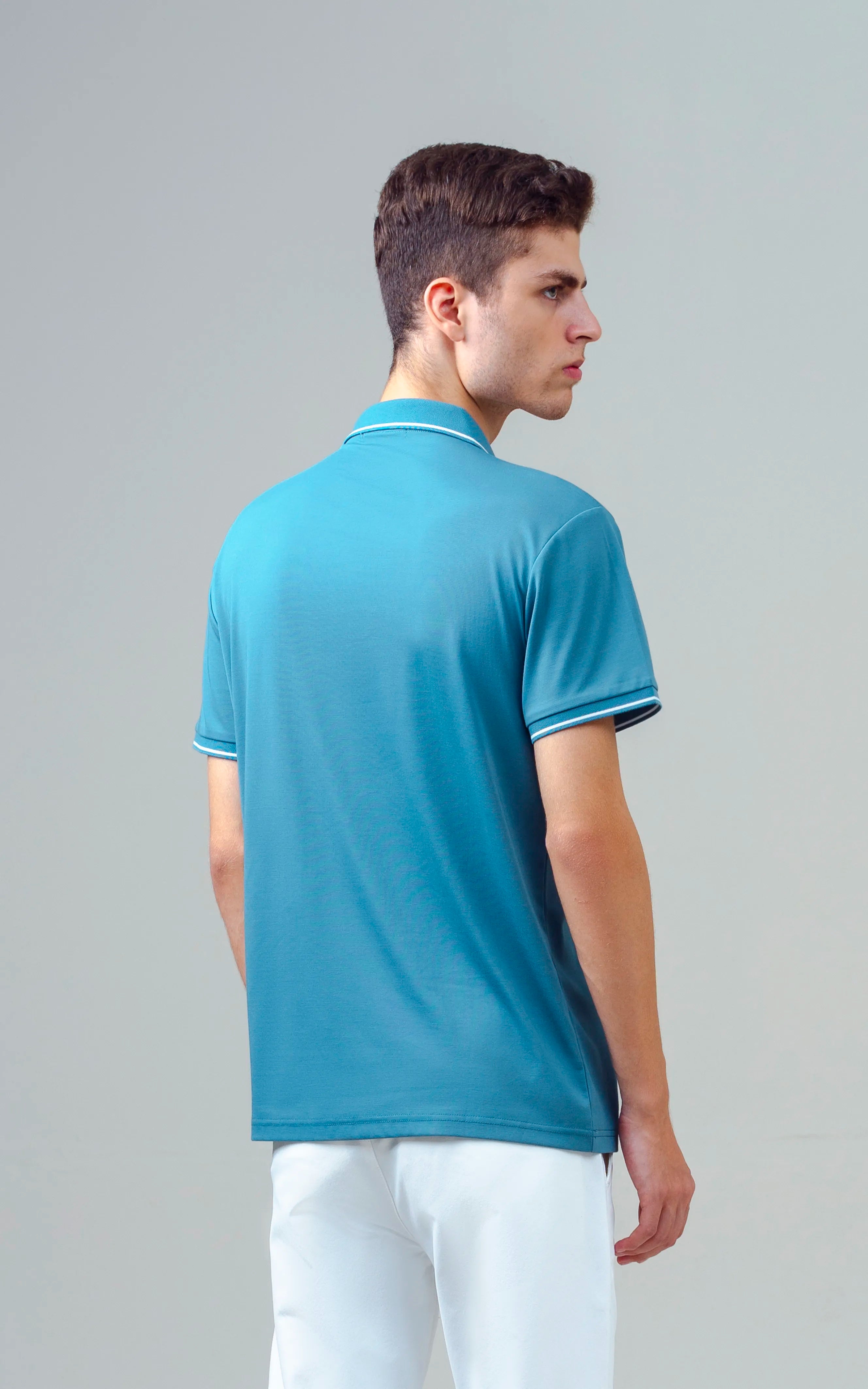 EXECUTIVE TIPPING POLO AQUA BLUE