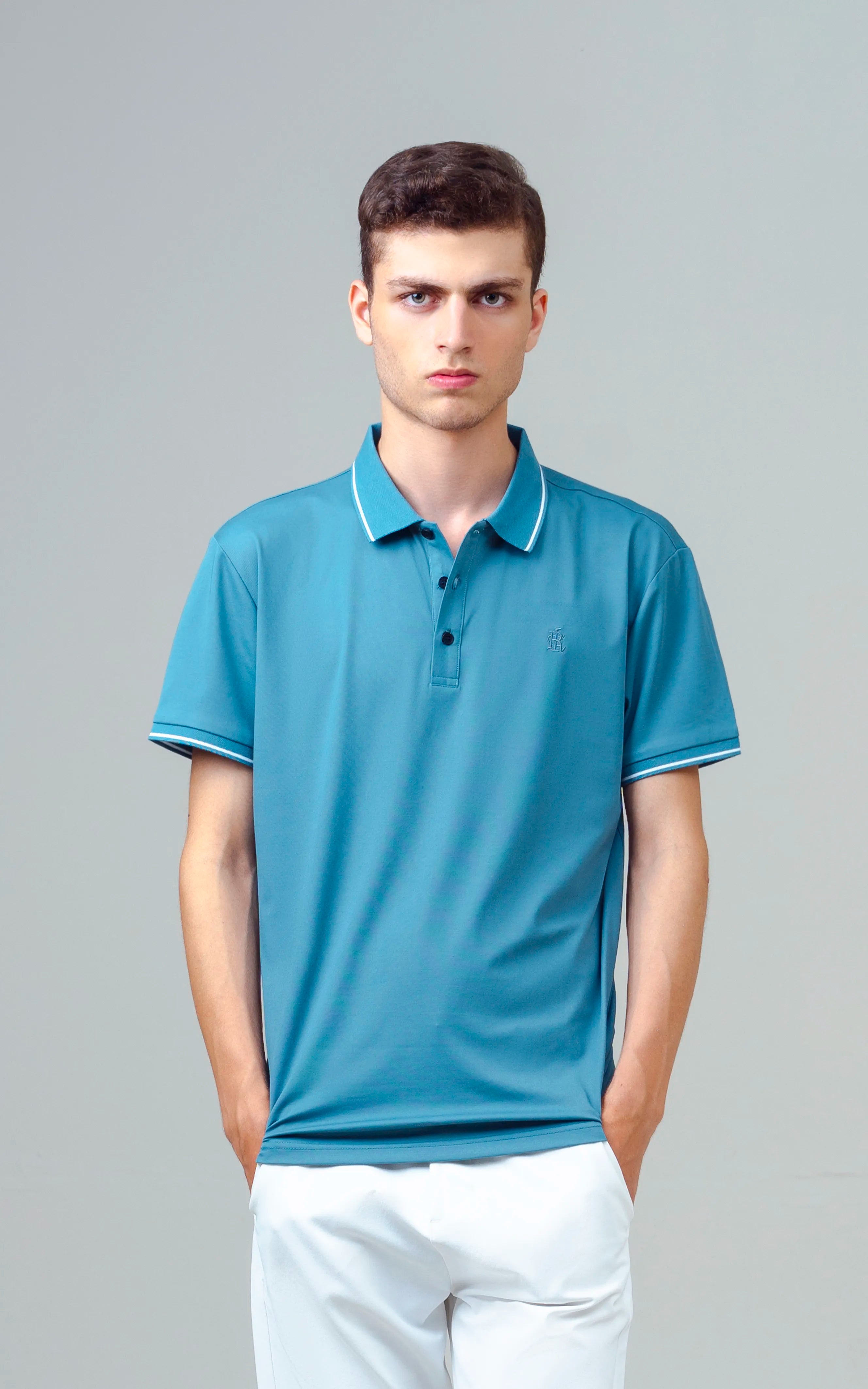 EXECUTIVE TIPPING POLO AQUA BLUE