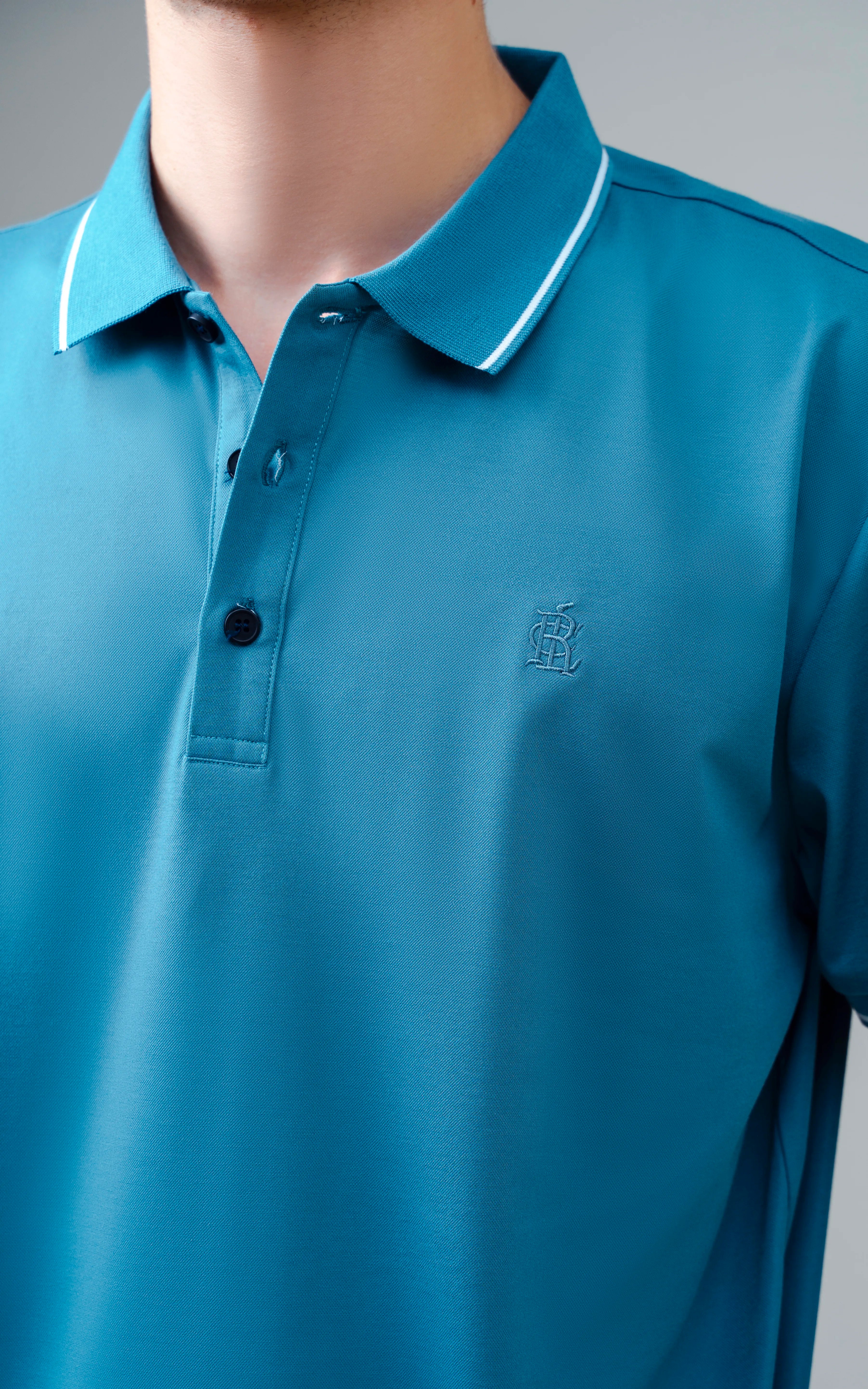EXECUTIVE TIPPING POLO AQUA BLUE