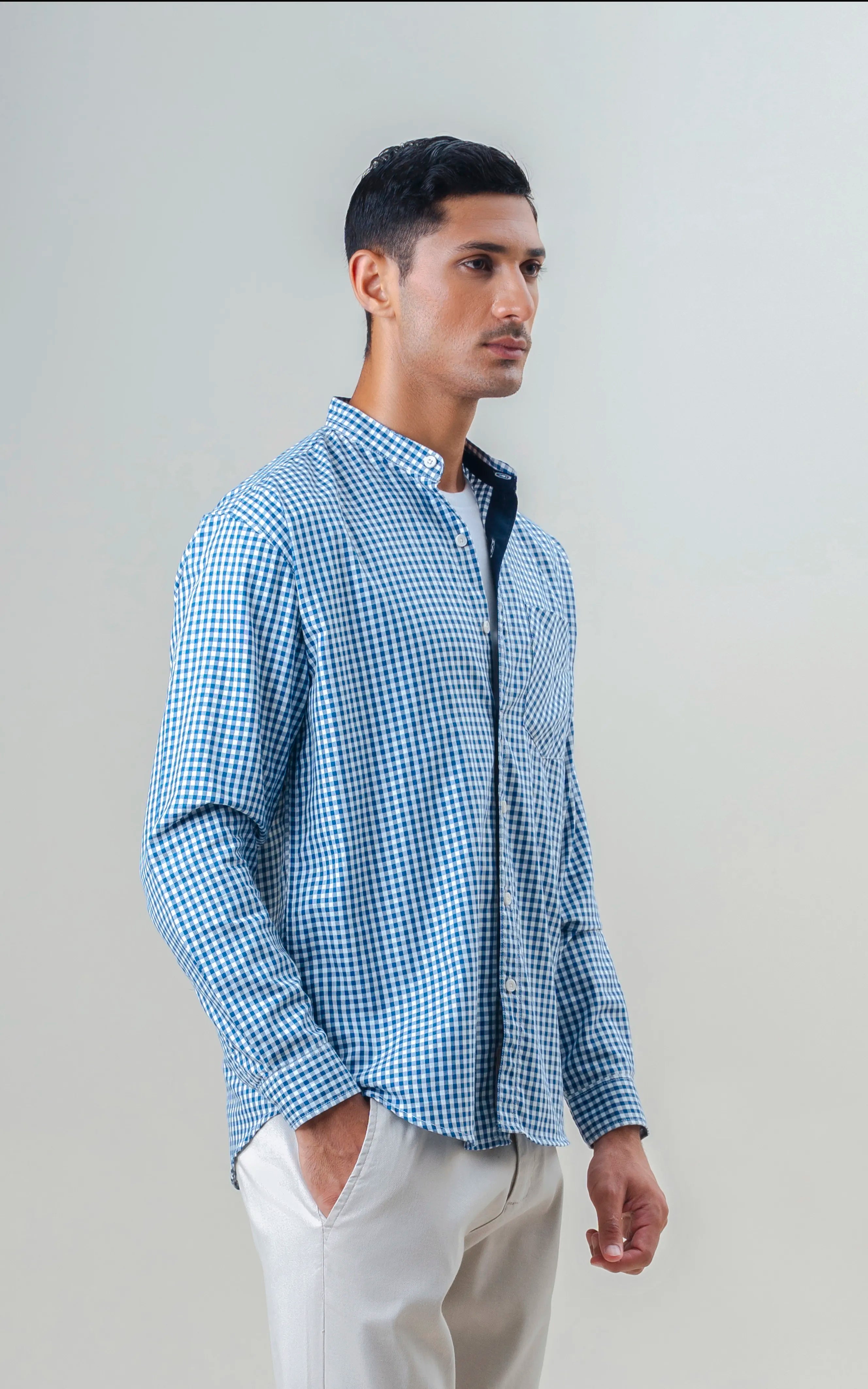 REGULAR FIT CHECKED SHIRT NAVY CHECK