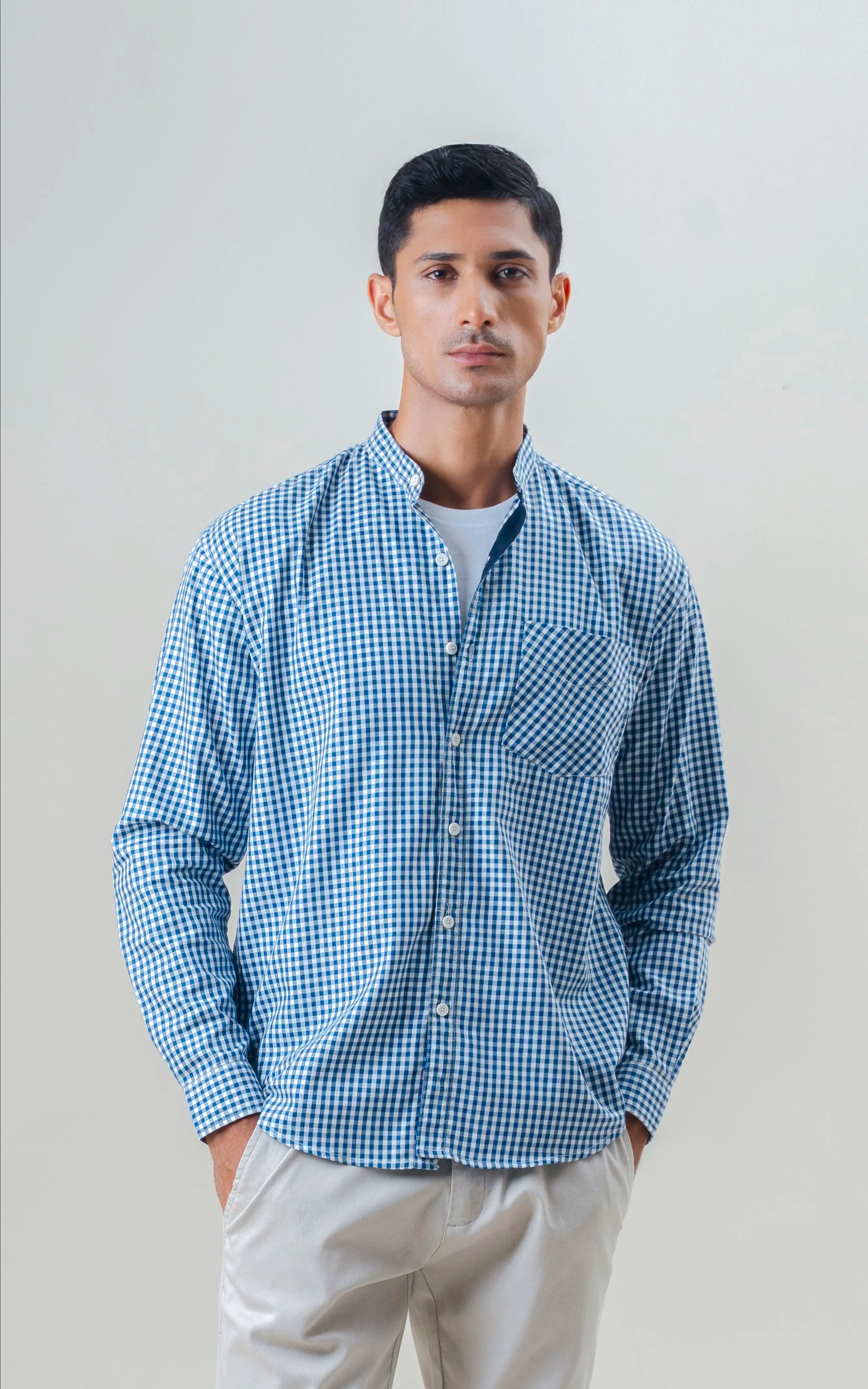 REGULAR FIT CHECKED SHIRT NAVY CHECK