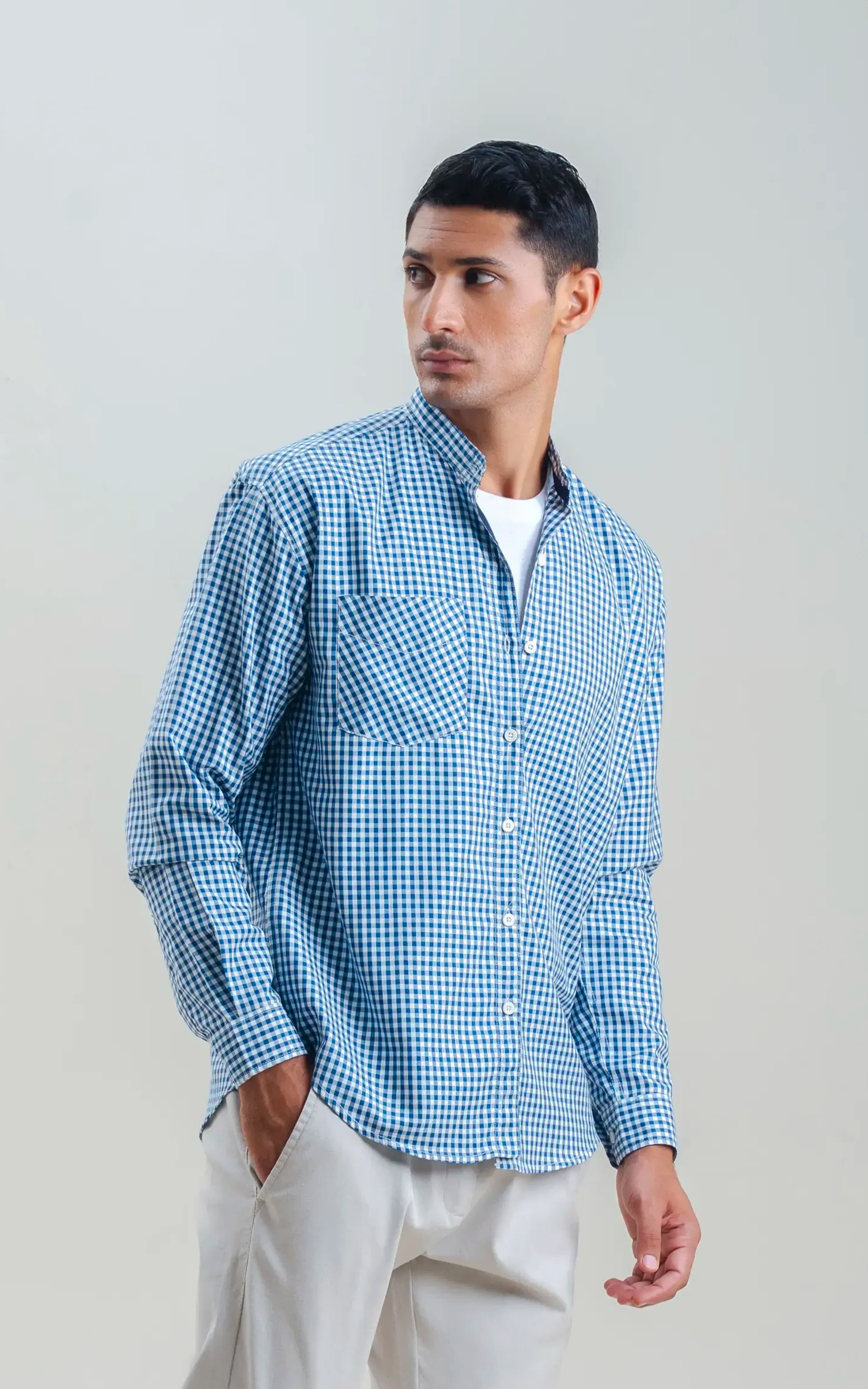 REGULAR FIT CHECKED SHIRT NAVY CHECK