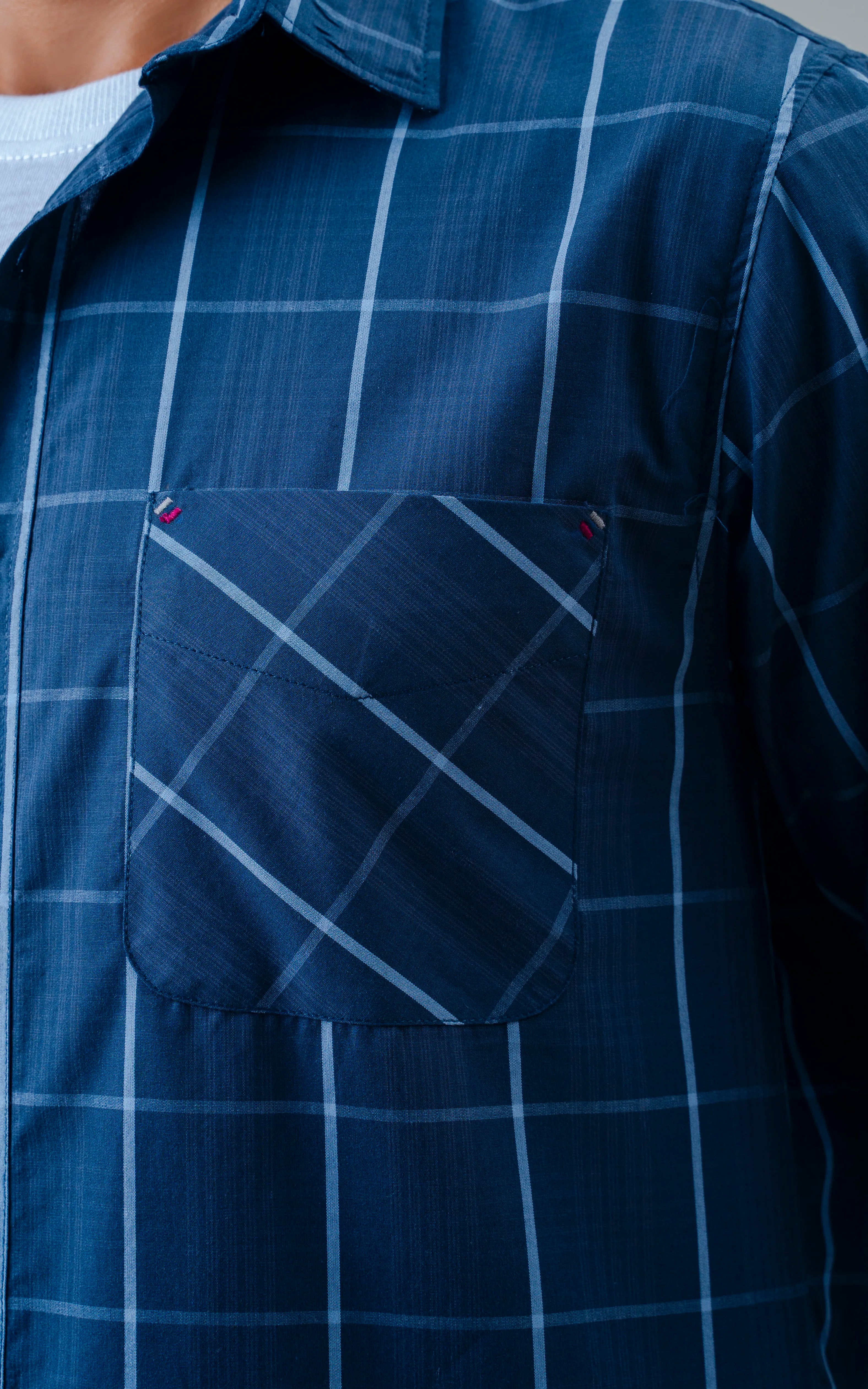 SMART FIT CHECKED SHIRT DARK NAVY CHECK
