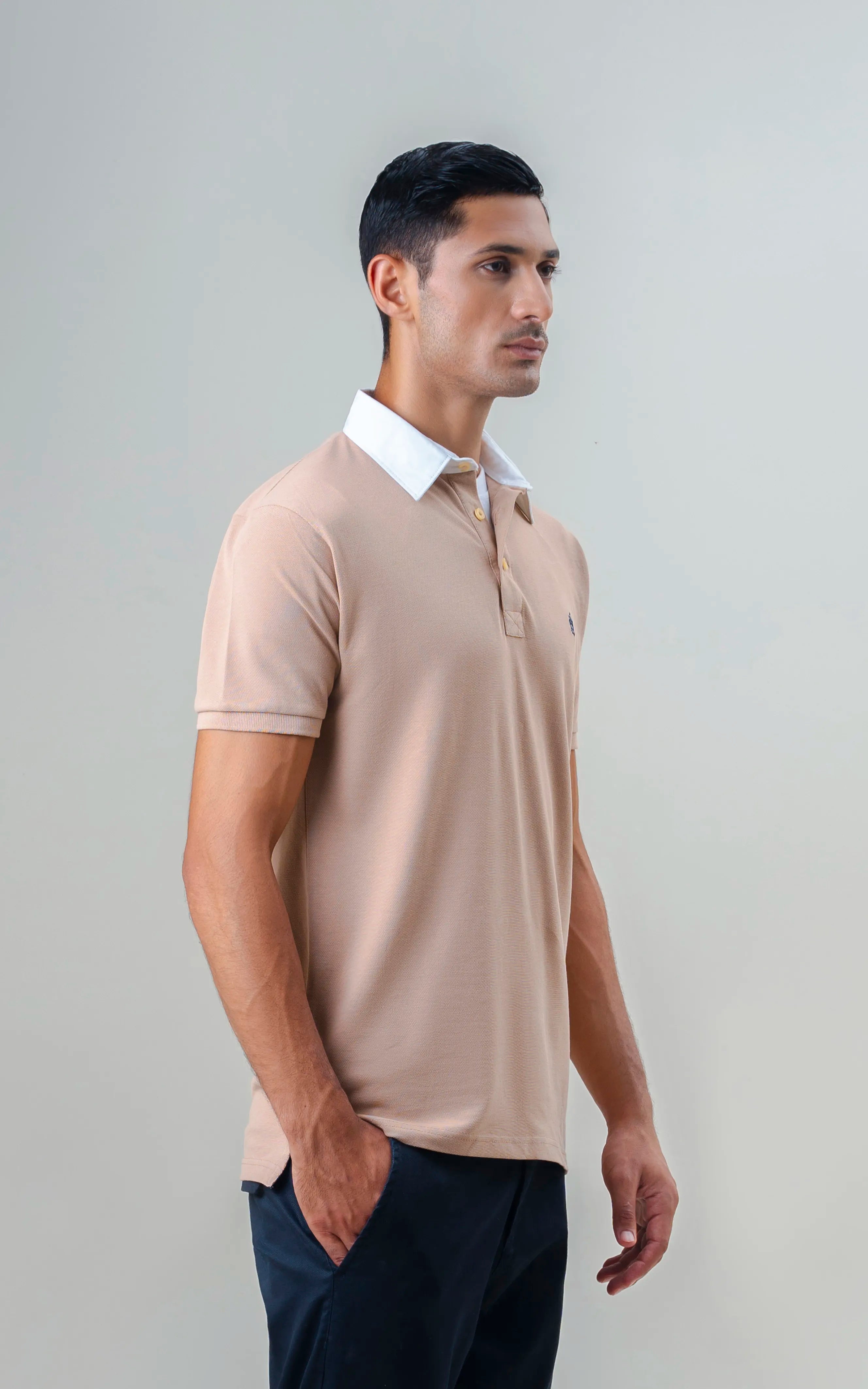 TWILL COLLAR POLO SHIRT KHAKI