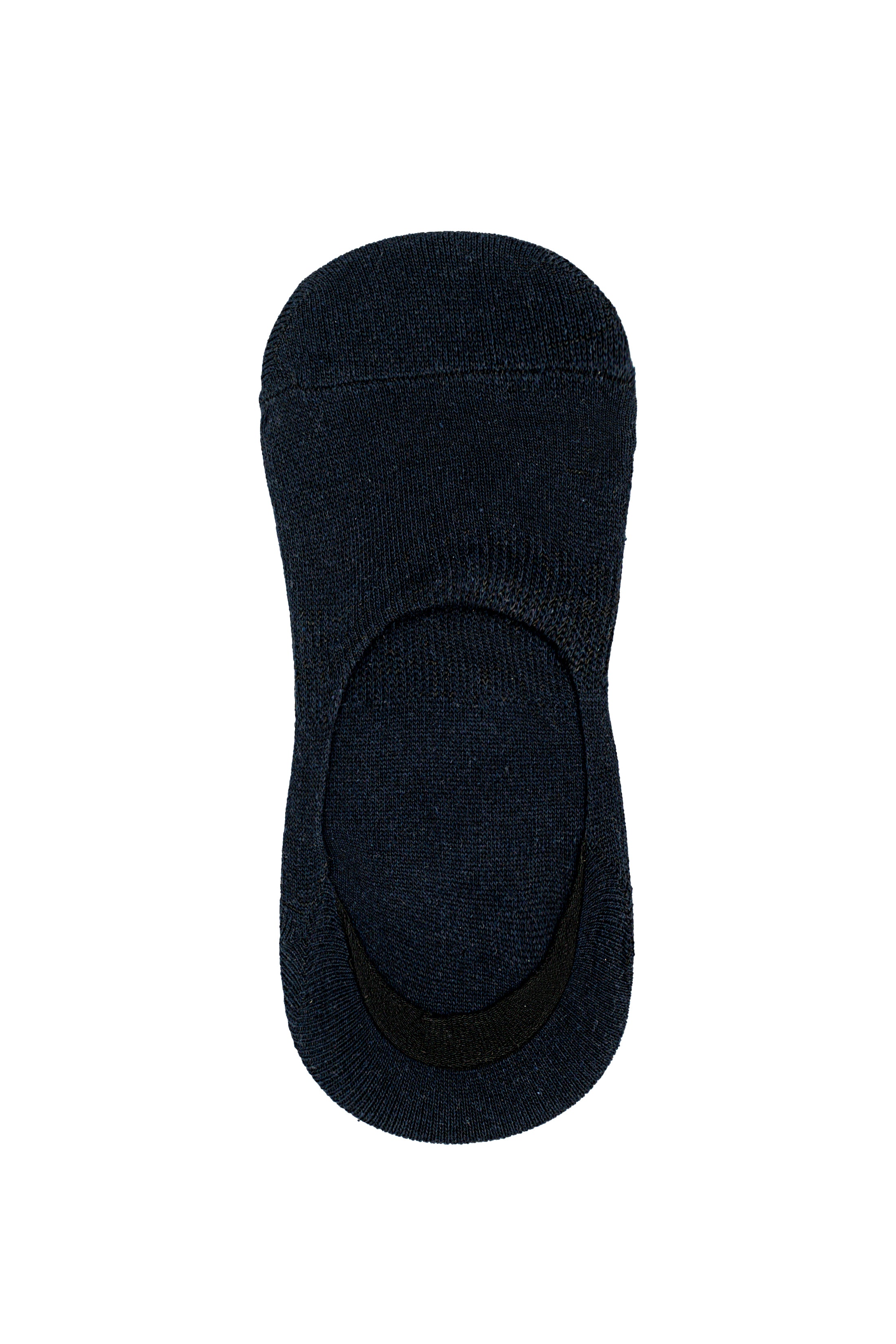 Dark loafer sock with low-cut foot opening and cushioned heel