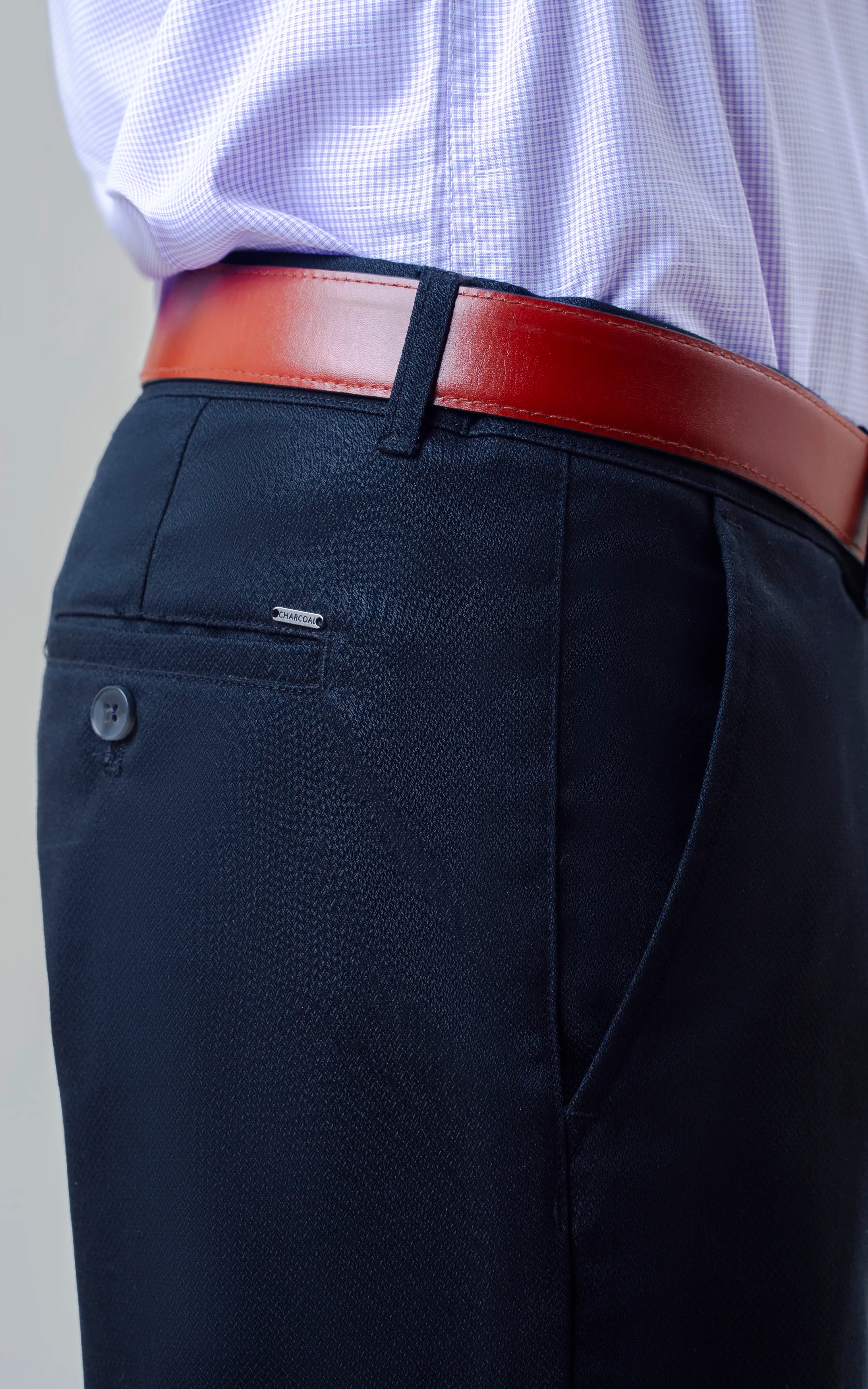 TEXTURED REGULAR FIT CASUAL PANT BLACK