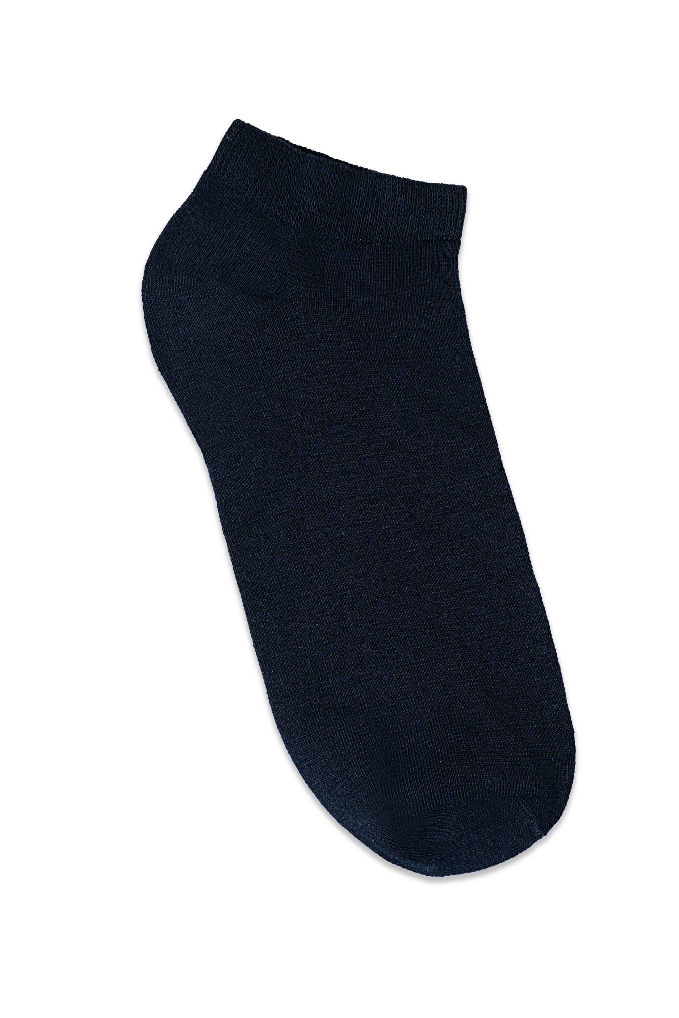 Dark ankle socks with ribbed cuff and smooth knit