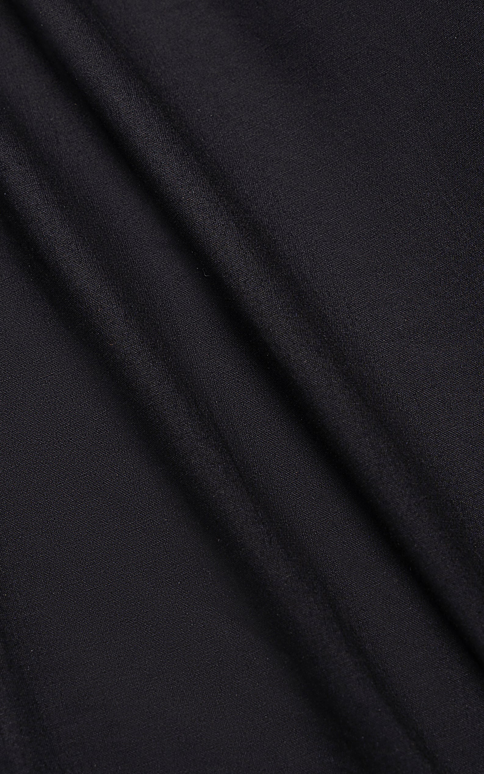 Black shirt fabric close-up with subtle diagonal weave