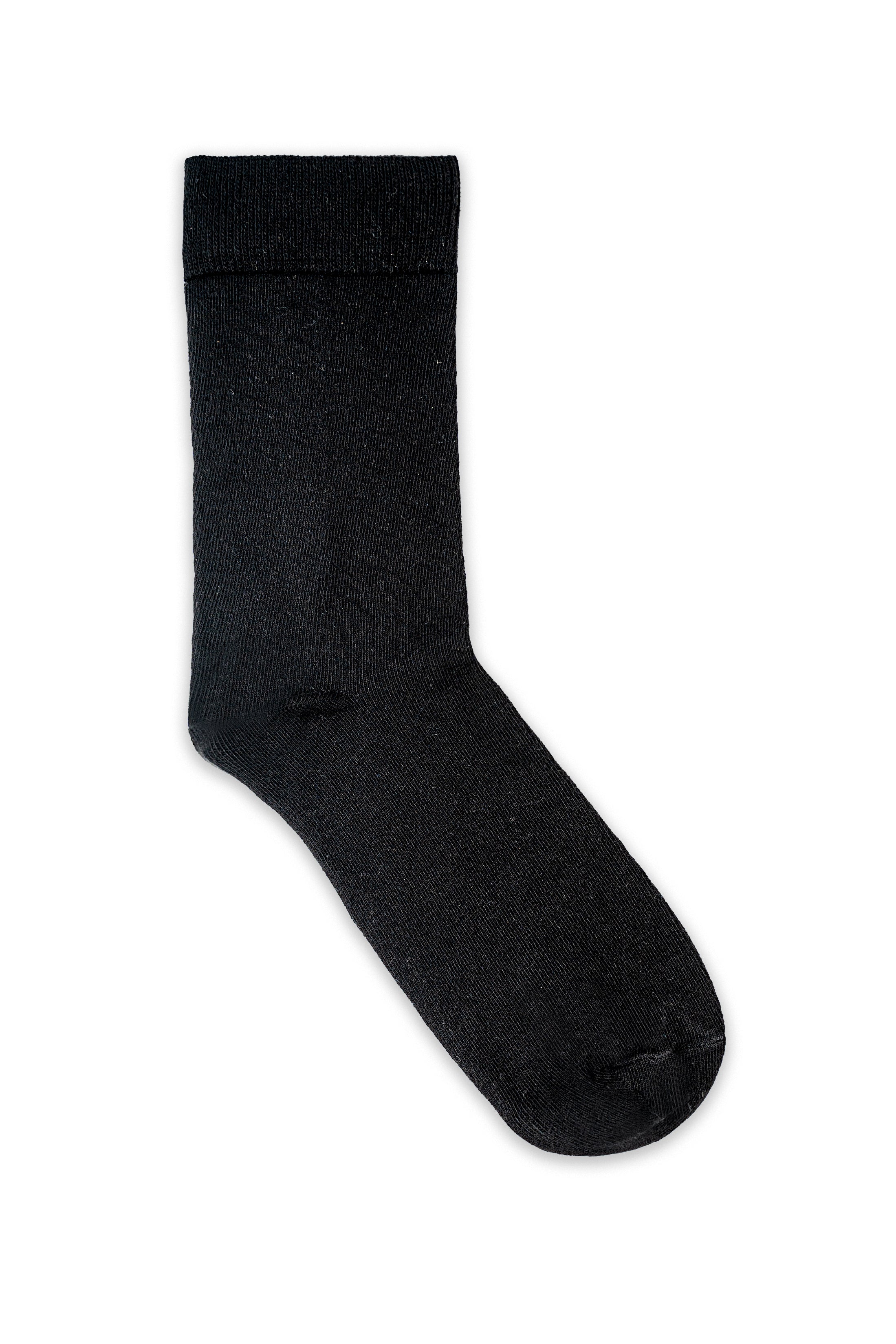 Black formal dress sock, full view with smooth knit