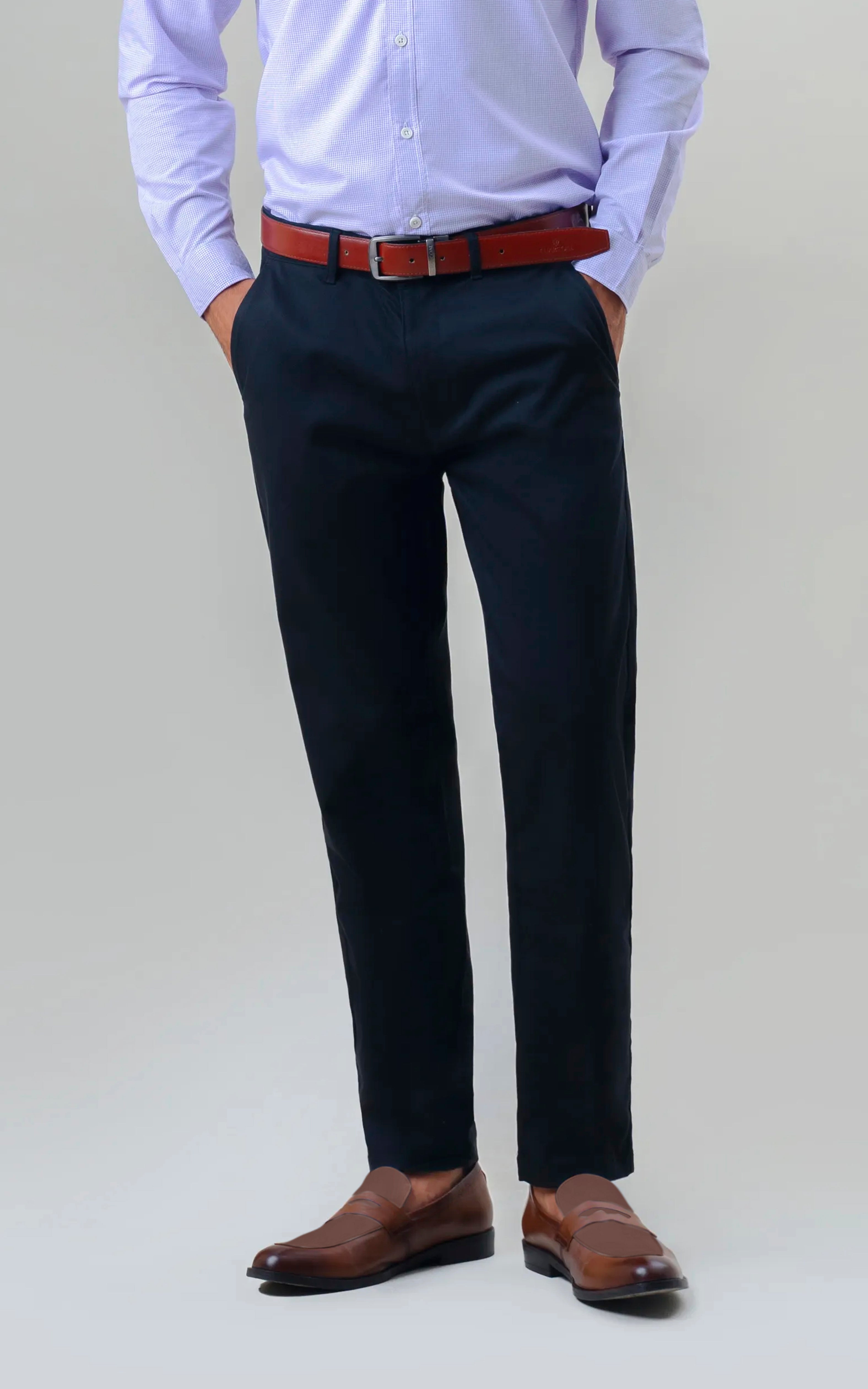 TEXTURED REGULAR FIT CASUAL PANT BLACK