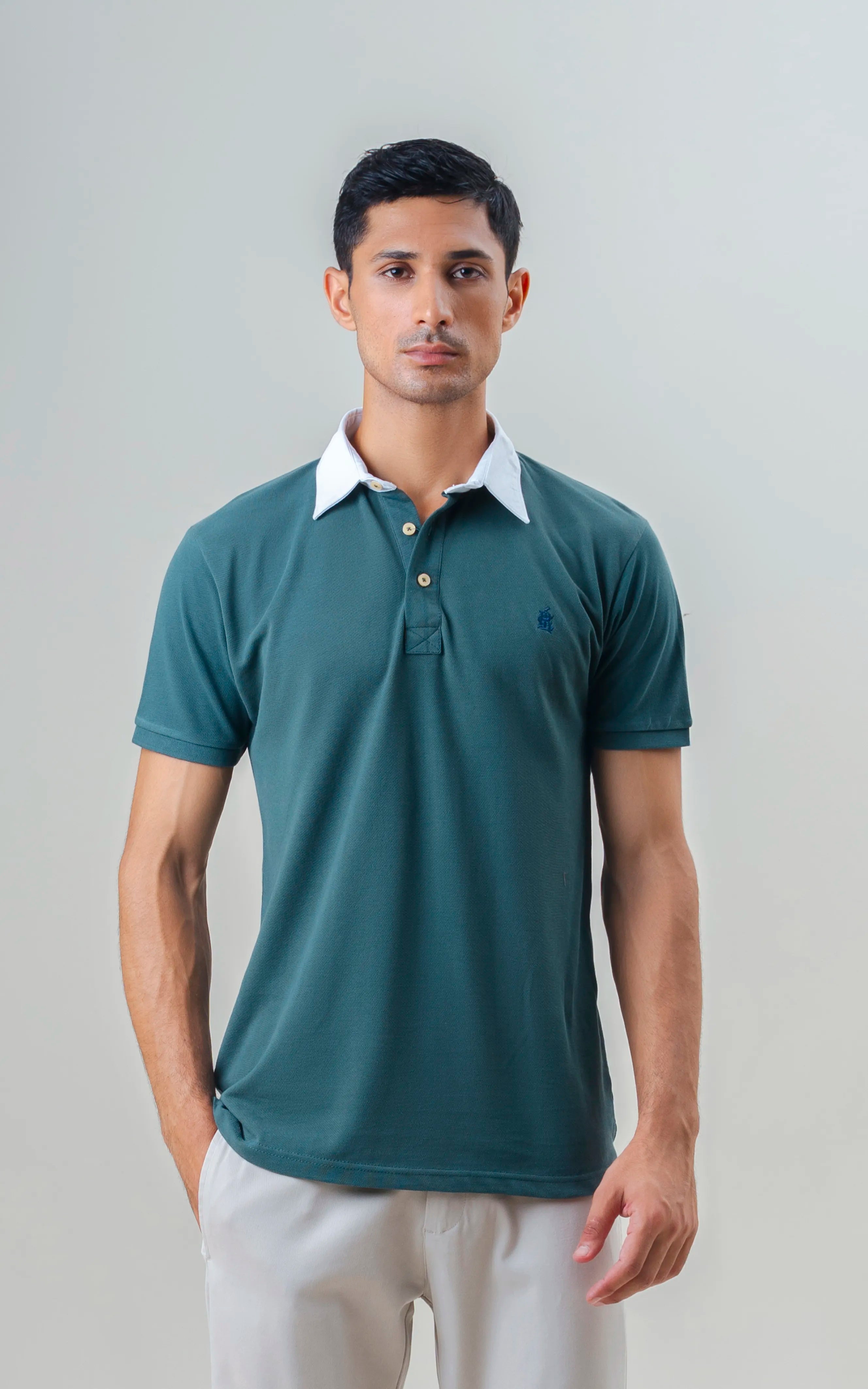 TWILL COLLAR POLO SHIRT GREEN