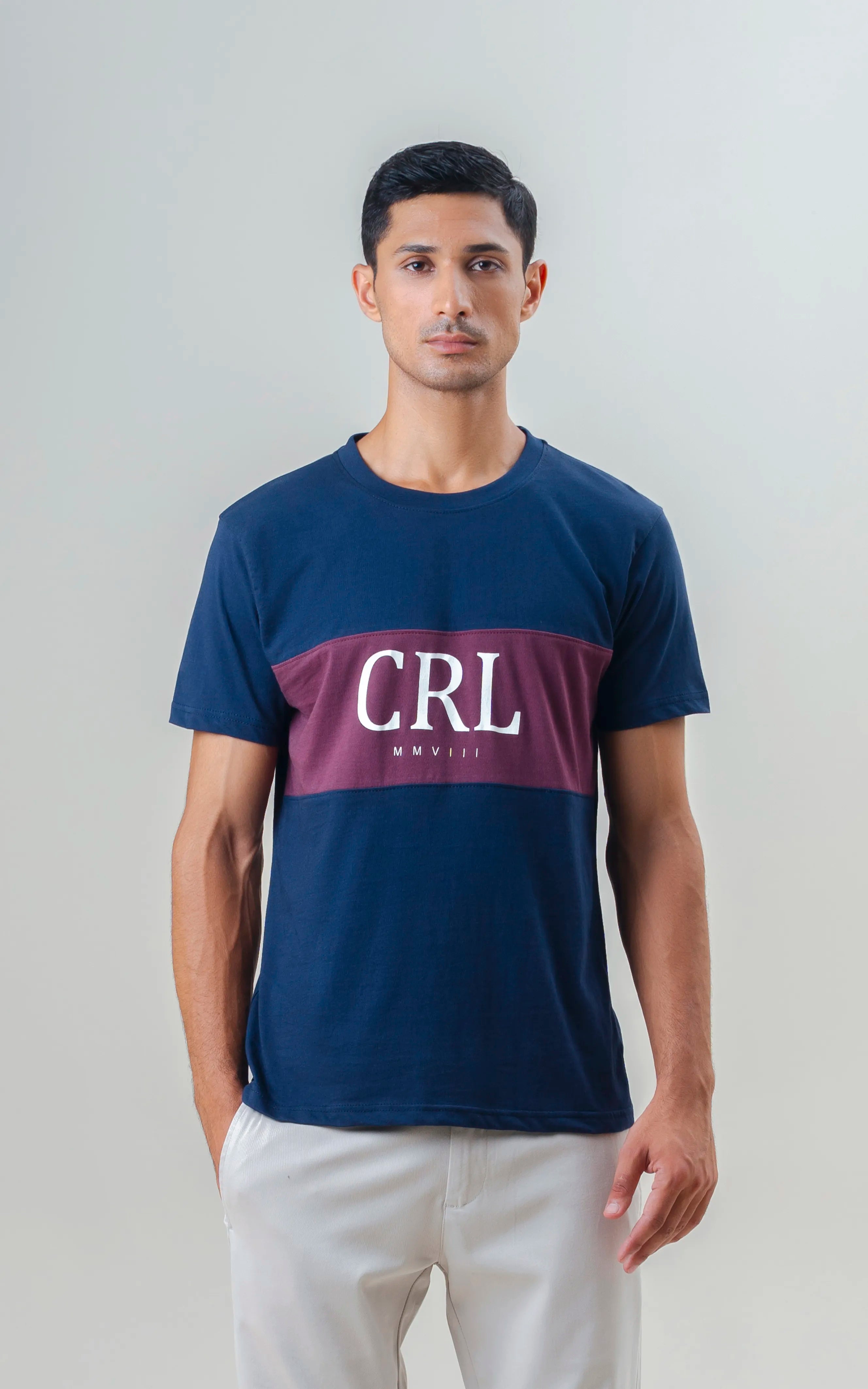 REGULAR FIT CUT & SEW GRAPHIC T-SHIRT NAVY