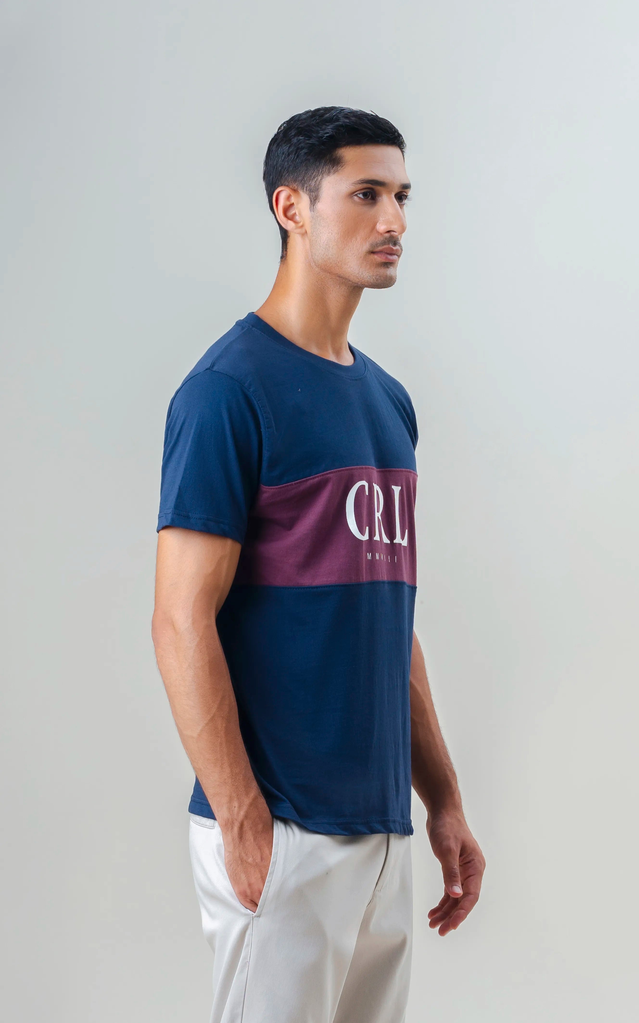 REGULAR FIT CUT & SEW GRAPHIC T-SHIRT NAVY