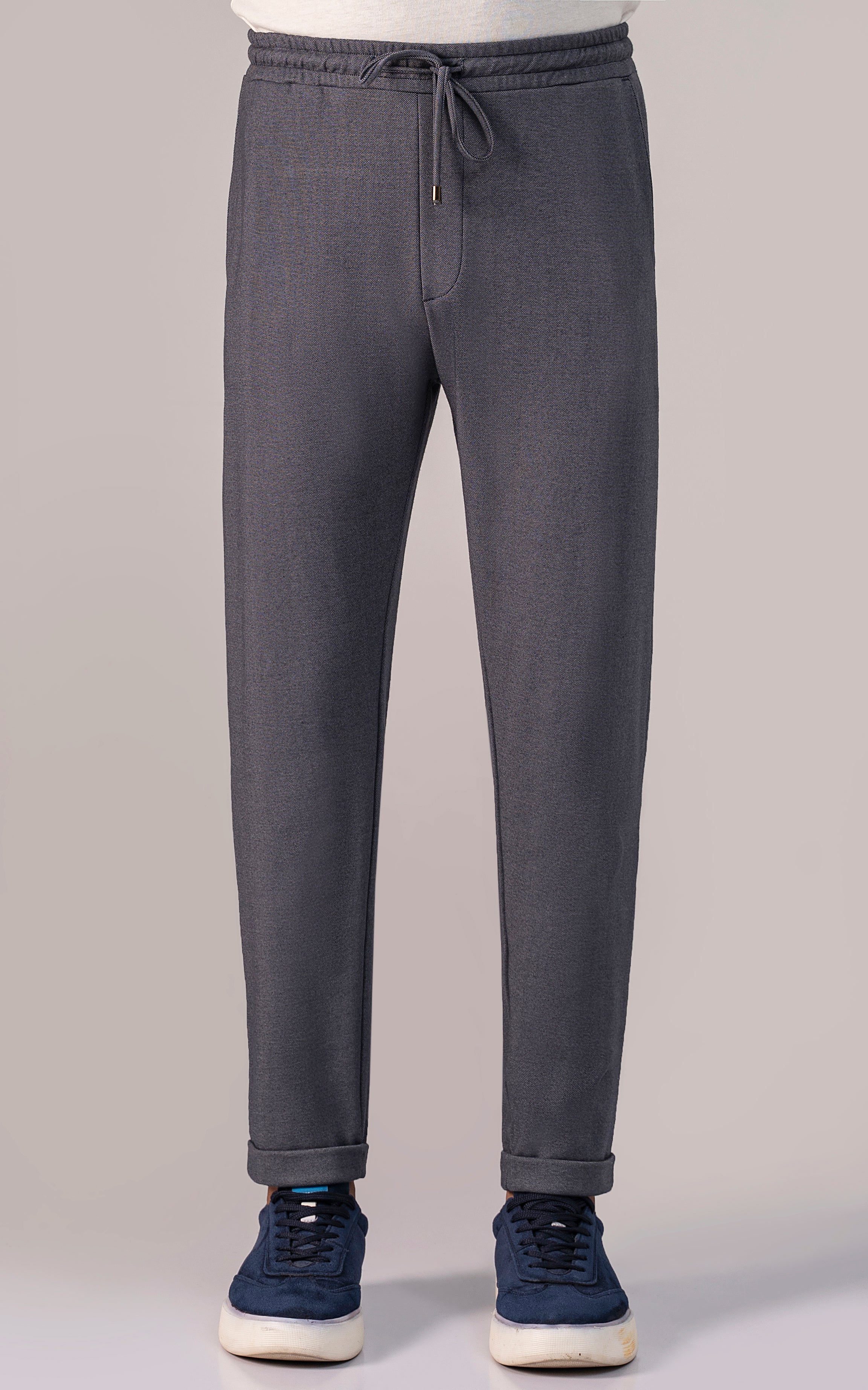 PIQUE INTERLOCK TROUSER NAVY MELANGE
