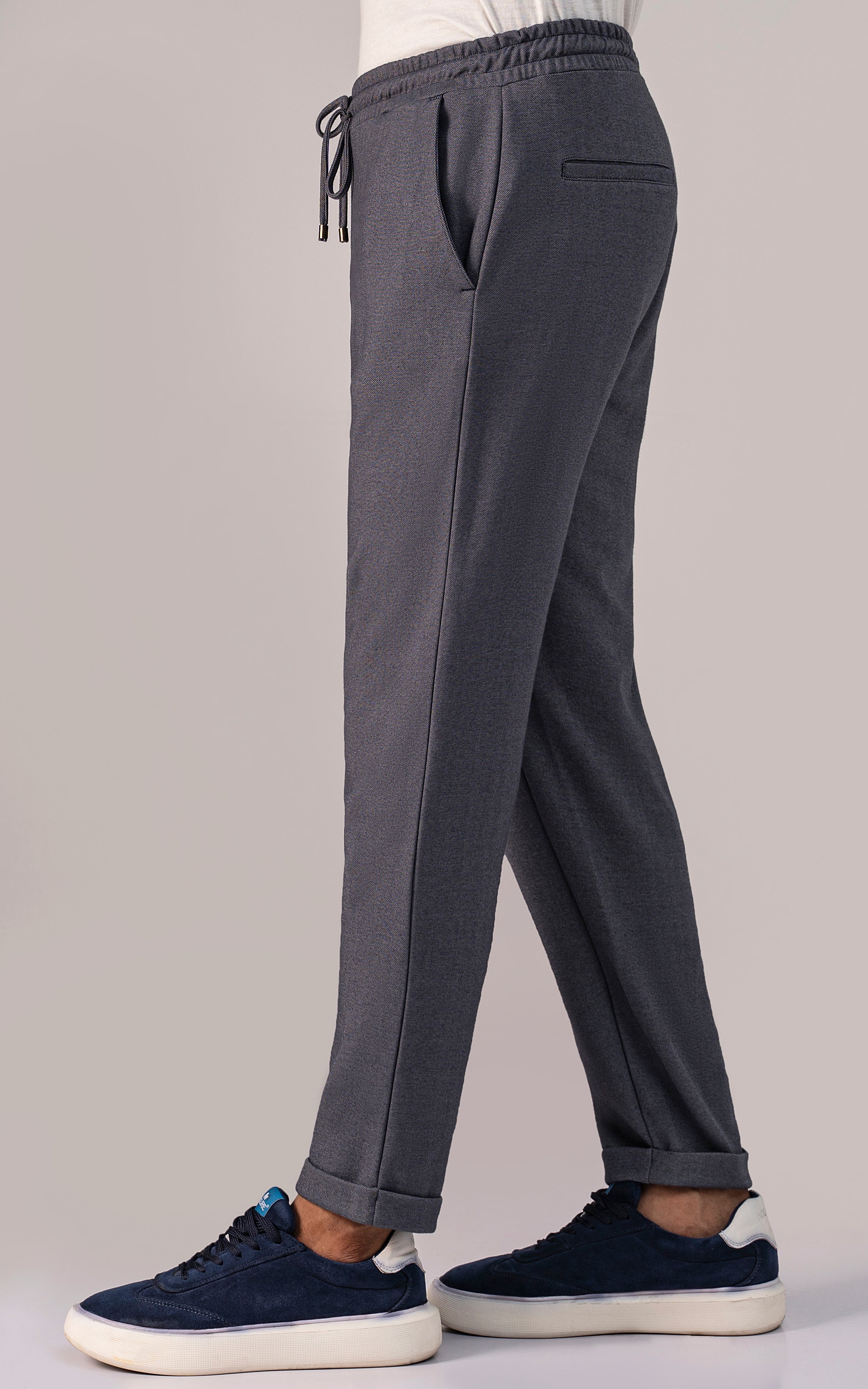 PIQUE INTERLOCK TROUSER NAVY MELANGE